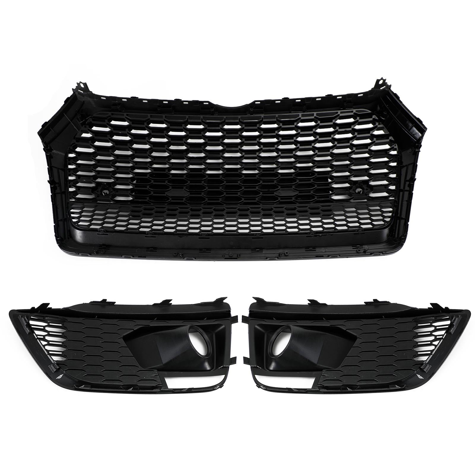 RSQ5 Front Honeycomb Mesh Grill + Fog Lamp Grille Fit Audi Q5 SQ5 2018-2020