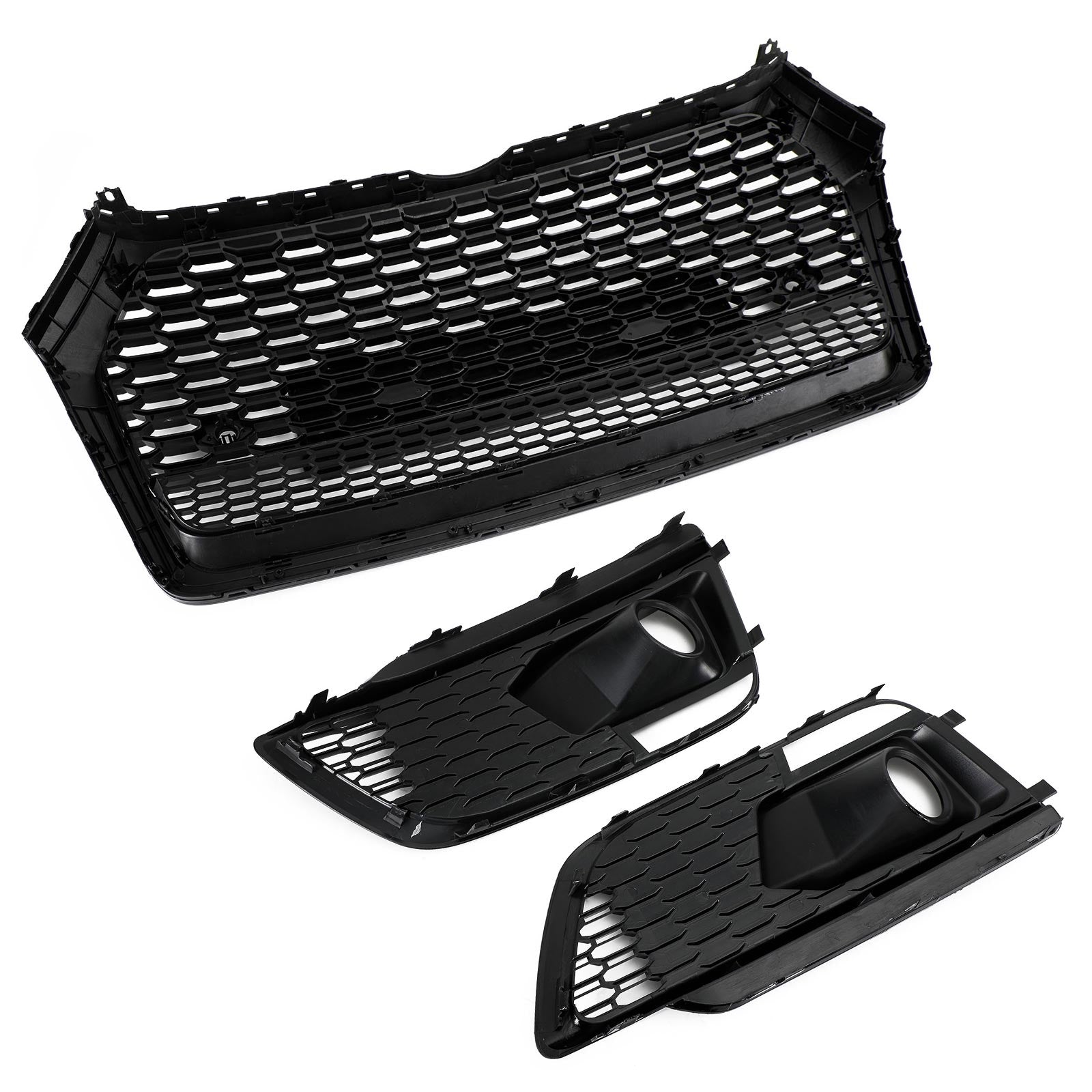 RSQ5 Front Honeycomb Mesh Grill + Fog Lamp Grille Fit Audi Q5 SQ5 2018-2020