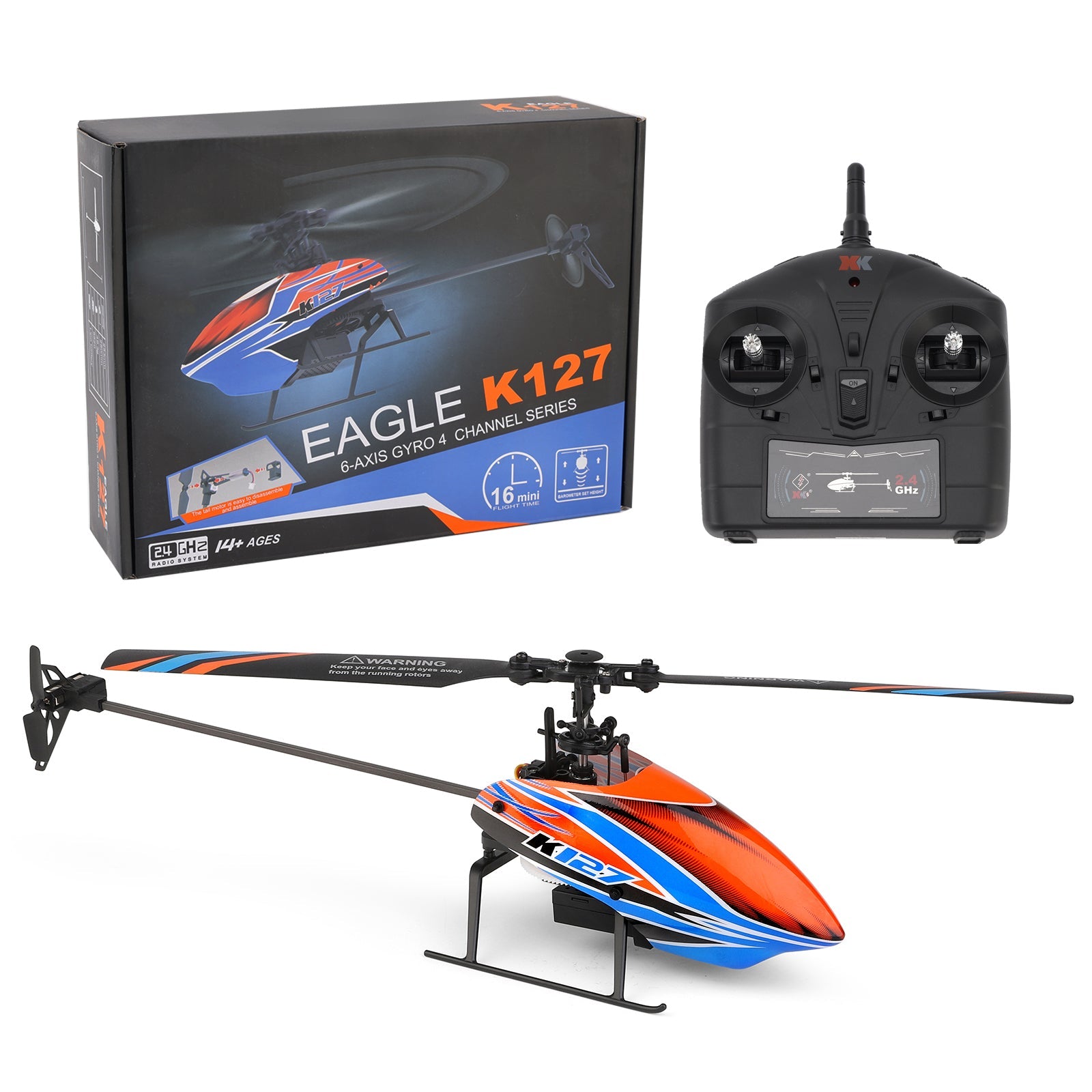 Wltoys K127 Helicopter 2.4G 4CH 6-Aixs Gyroscope Hover RC Helicopter RTF Toy