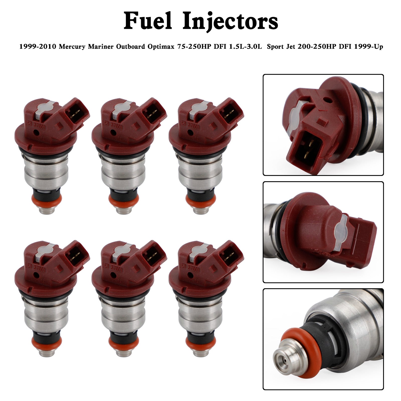 6PCS 75-90-115-200-225 Fuel Injectors 37001 For Mercury Outboard Mariner 804528