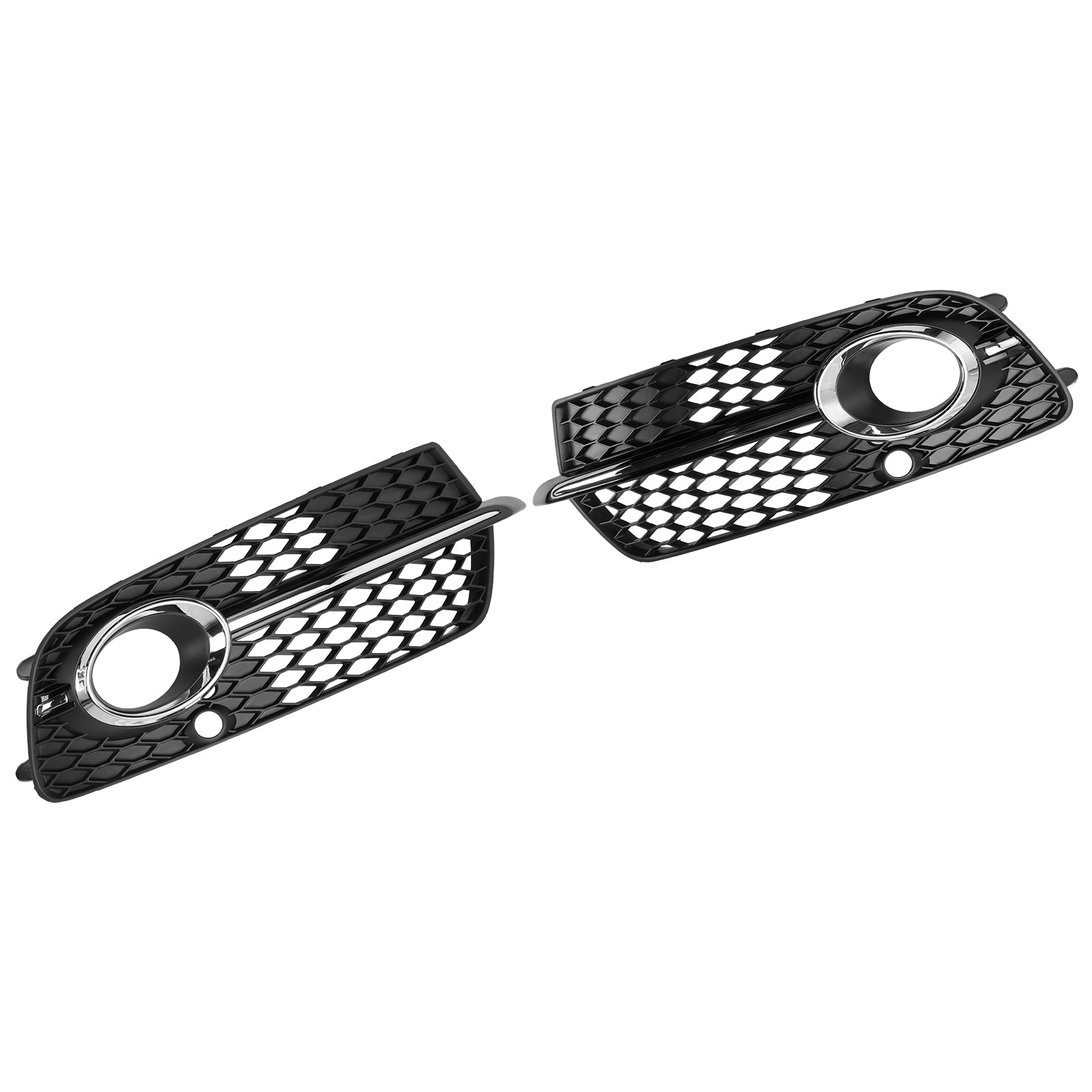 Front Bumper Fog Light Grille Fit Audi Q5 S-Line SQ5 2013-2017 Black Chrome