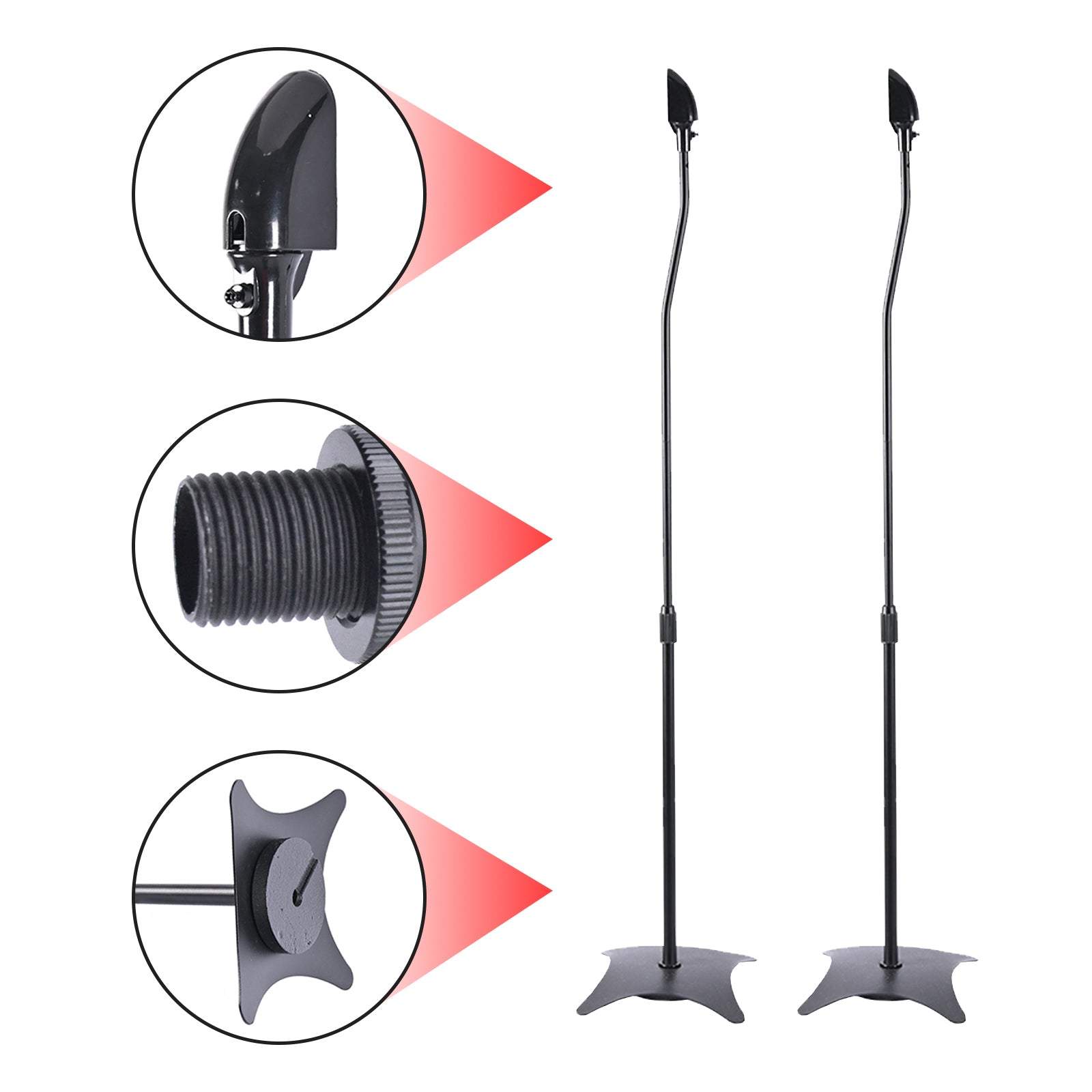 Universal Surround Sound Adjustable Height Speaker Stands Set Of 4 Speaker