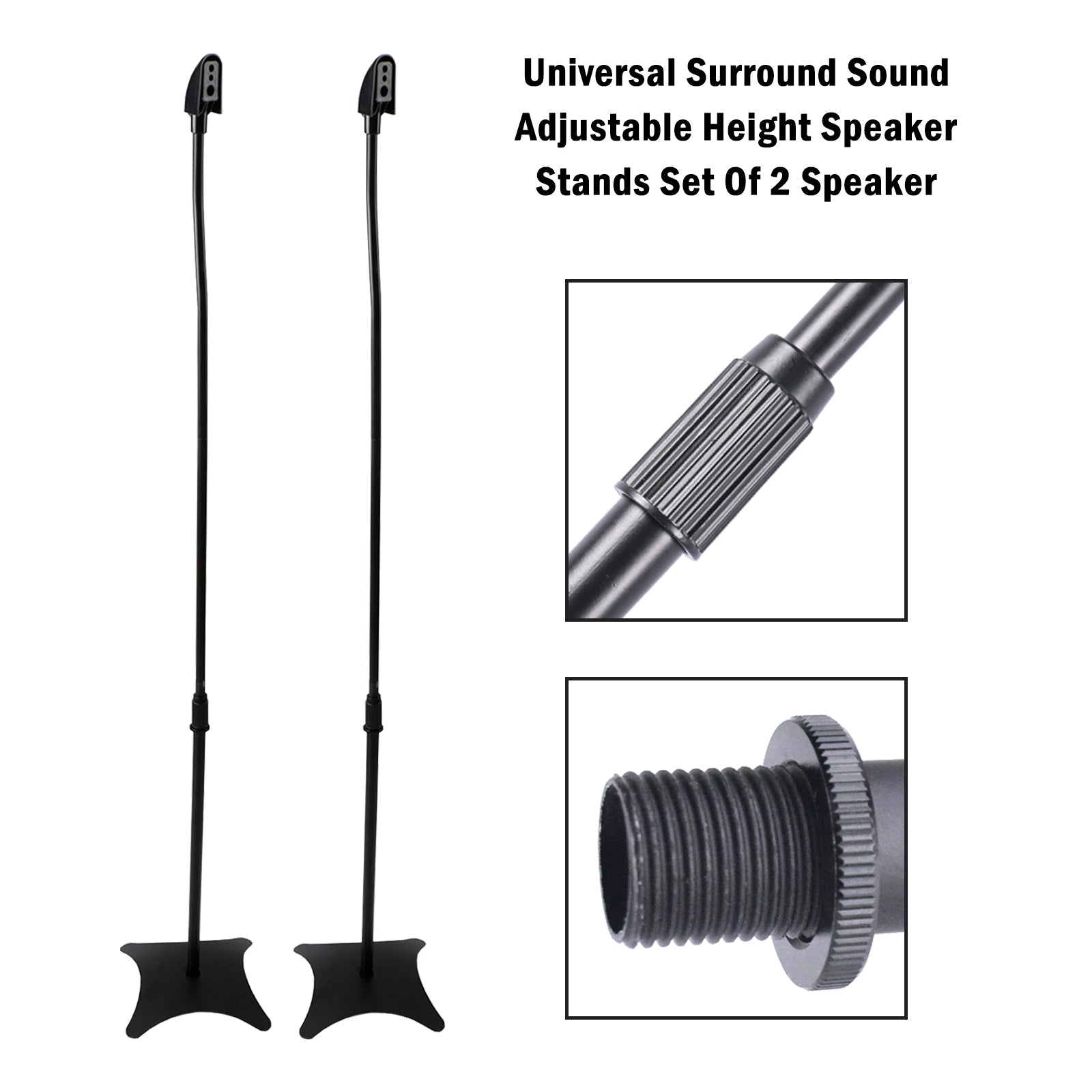Universal Surround Sound Adjustable Height Speaker Stands Set Of 4 Speaker
