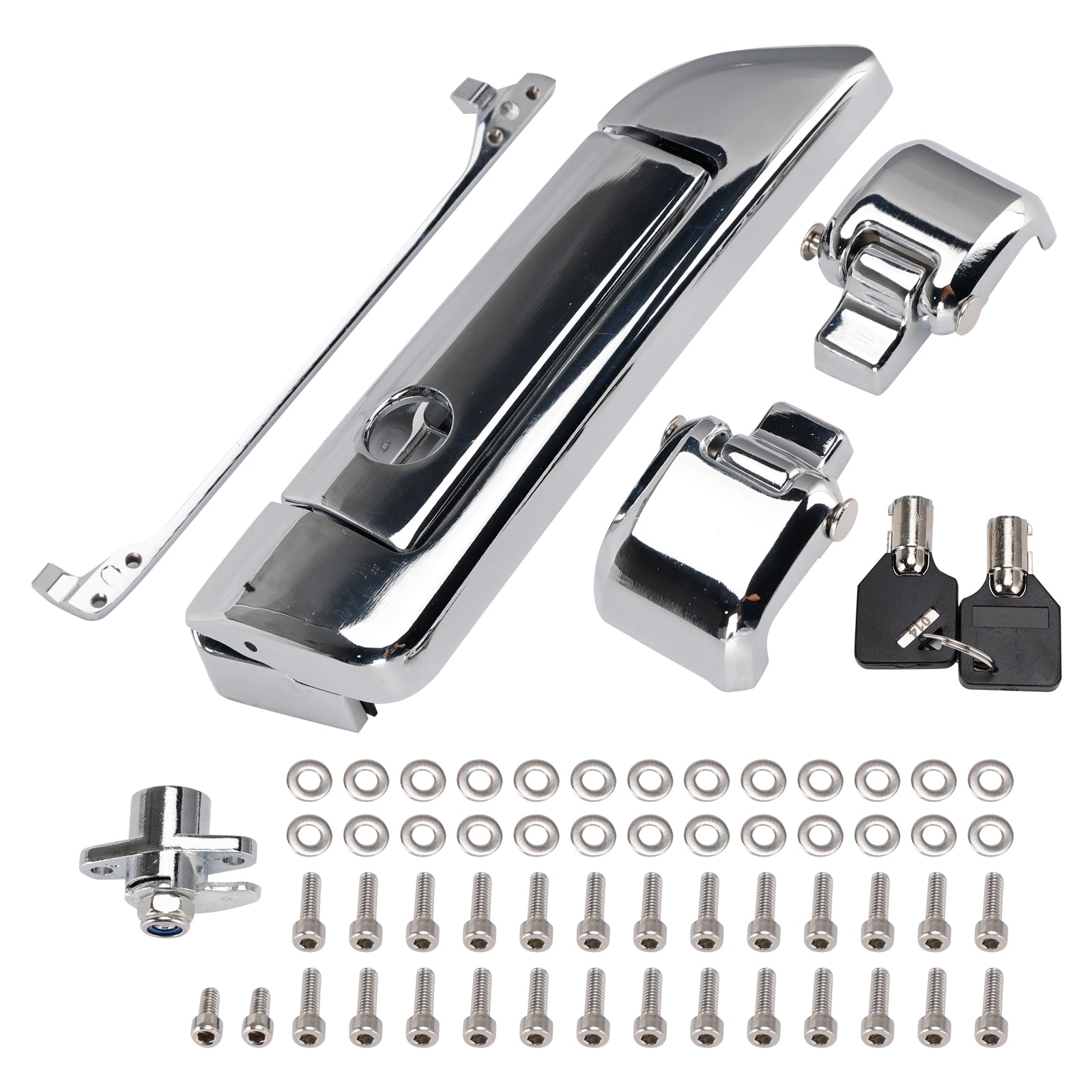 Hinges and Latch Kit Silver For Touring Razor Chopped King Tour Pack 2