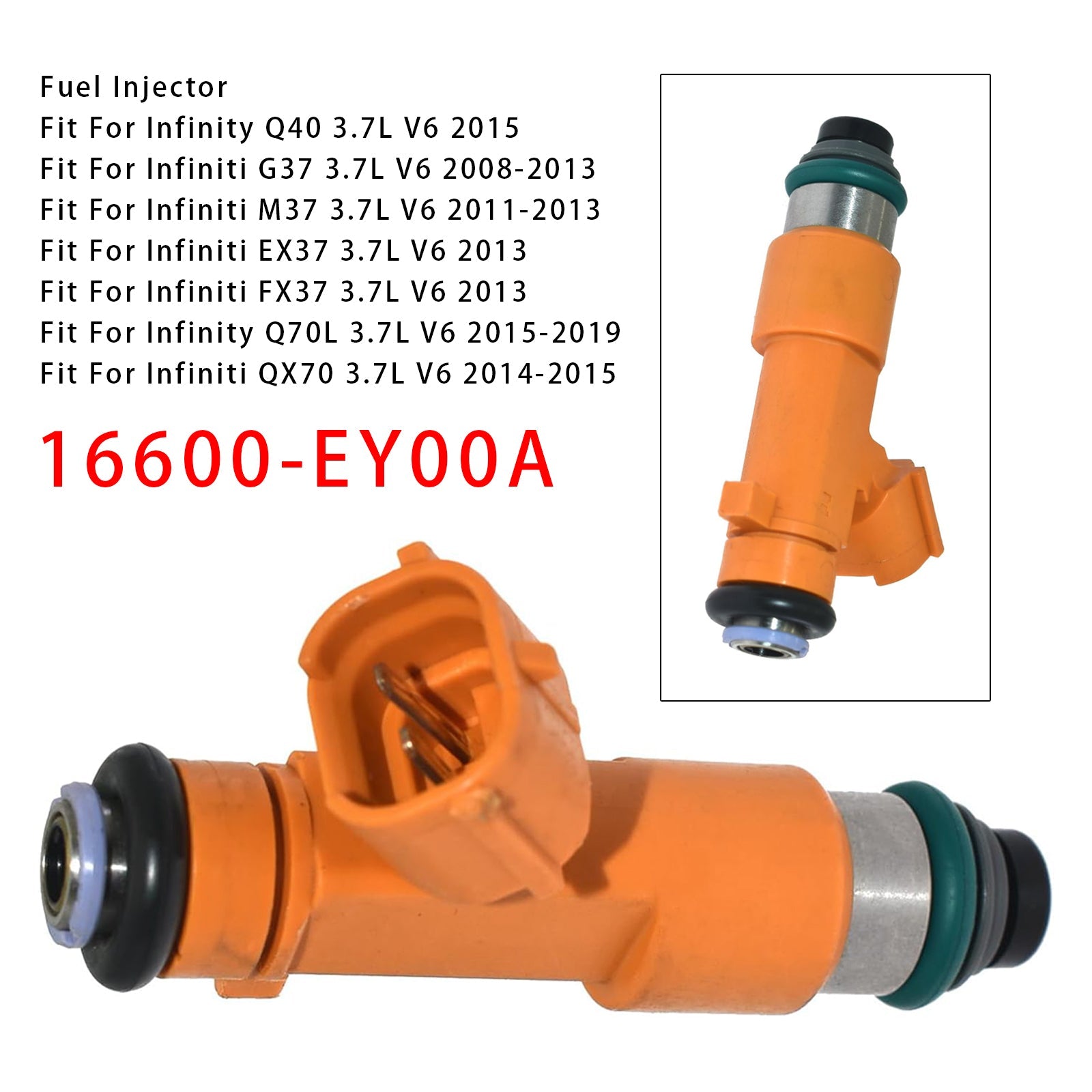 1Pcs Fuel Injector For Infiniti G37 Q60 QX70 FX37 Nissan 370Z 3.7L 16600-EY00A