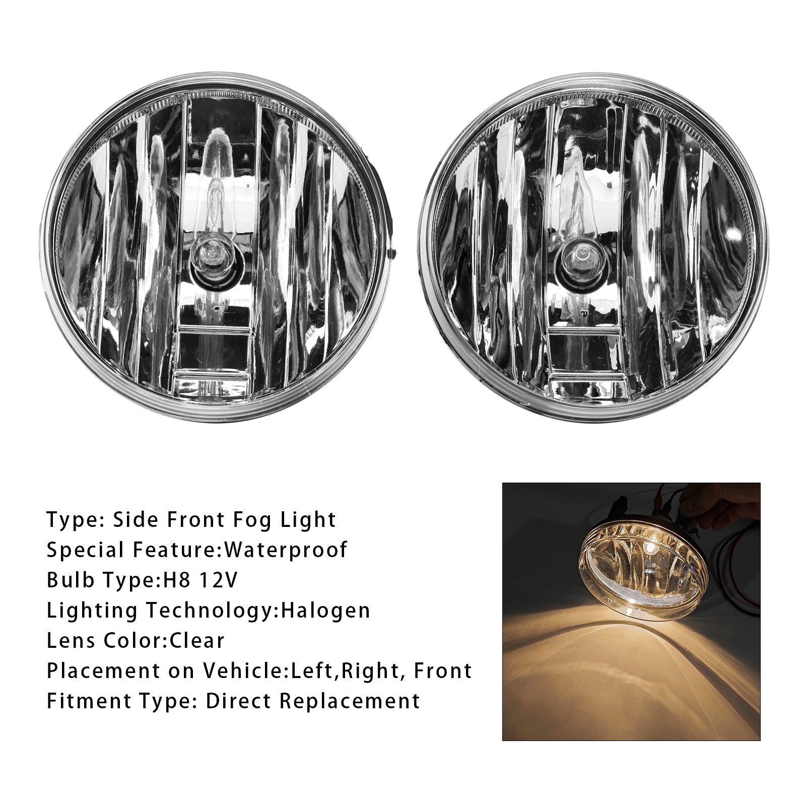 2007-2013 GMC Sierra 1500 Pair Front Fog Lights Lamps With Bulbs