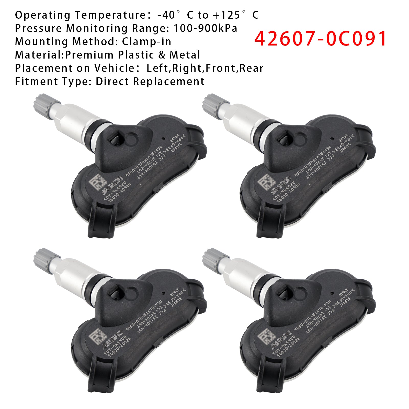 4X TPMS Tire Pressure Sensor For Toyota RAV4 Highlander Tundra 426070C091