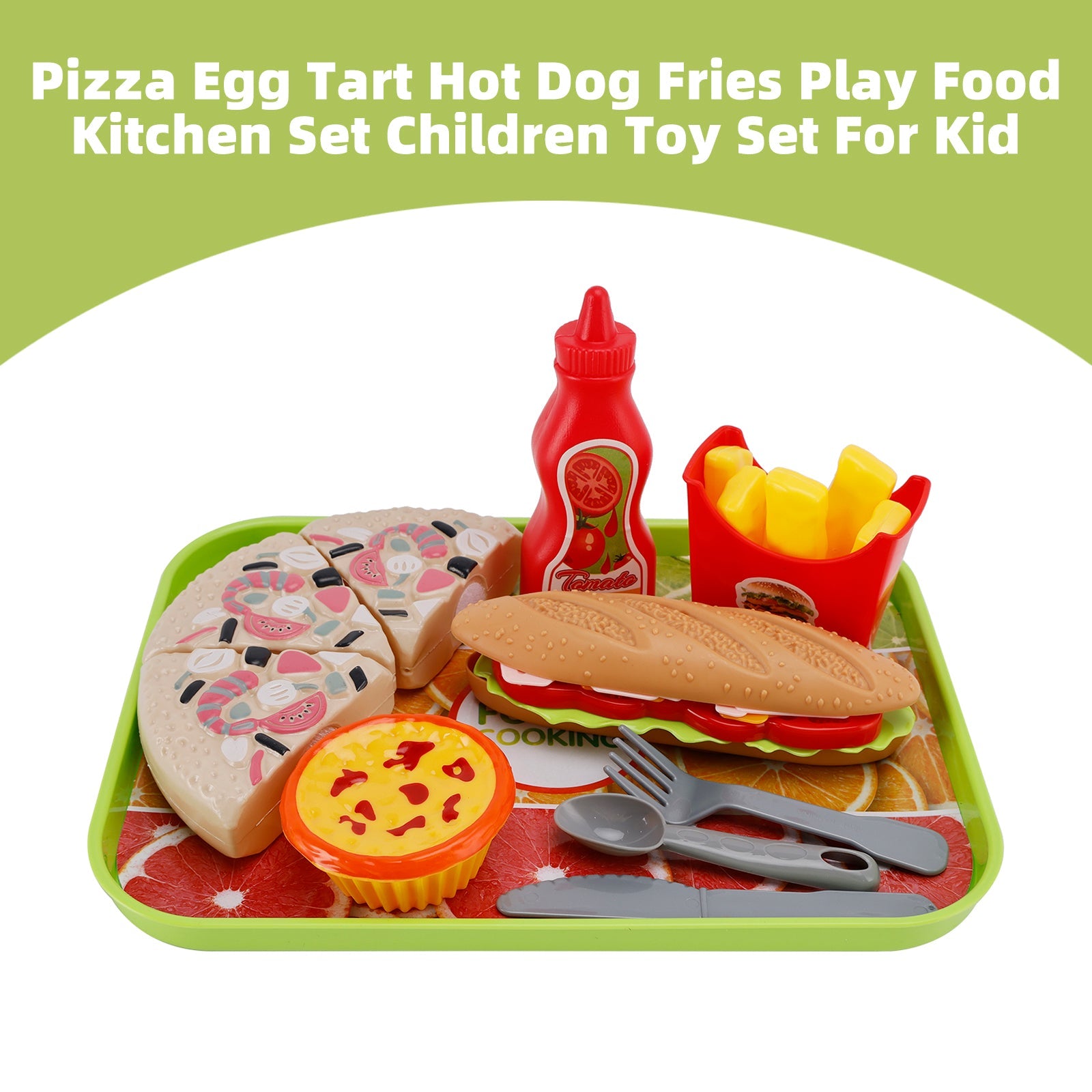 Pizza Egg Tart Hot Dog Fries Play Food Kitchen Set Children Toy Set For Kid