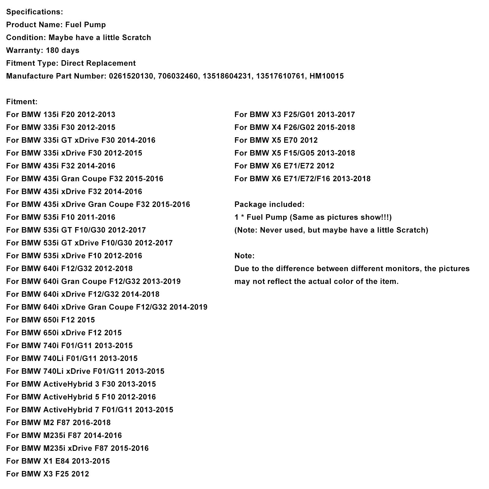 2013-2015 BMW X1 E84 High Pressure Fuel Pump 13517610761