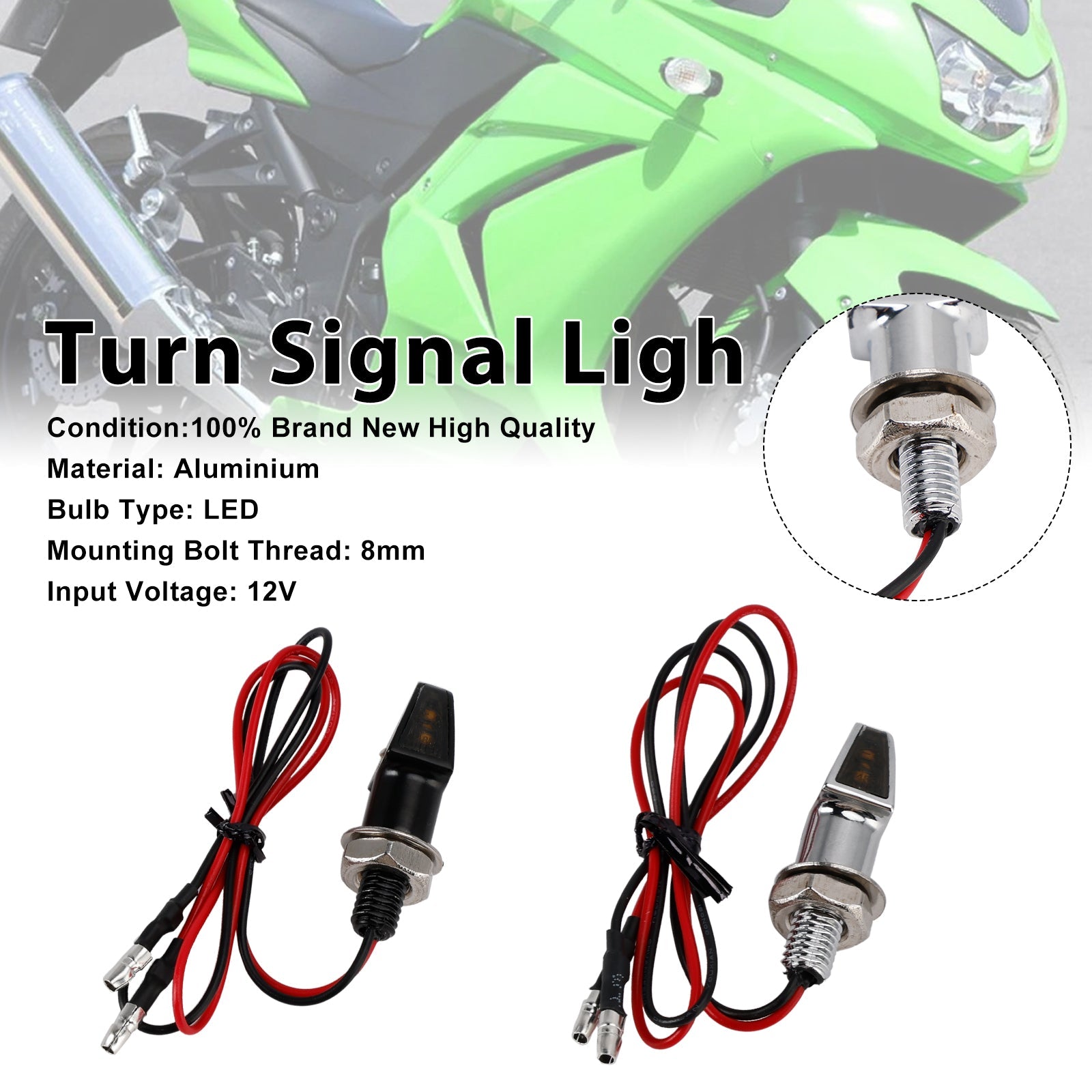 12V LED Turn Signal Indicator Light 8mm Universal Motorcycle For Yamaha