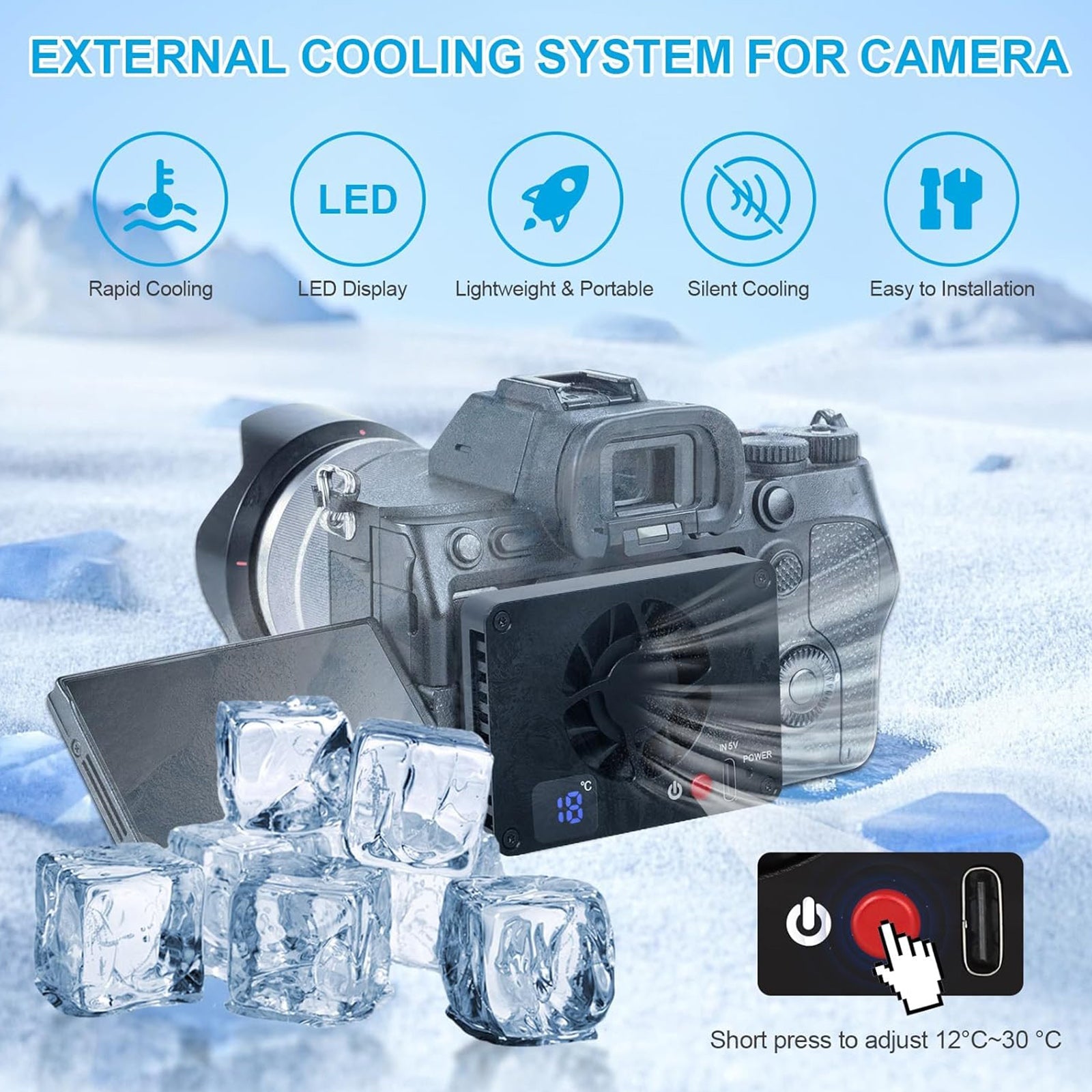 Cooling Camera Radiator Temperature Control Screen Live For Sony Canon R5/R6/R8