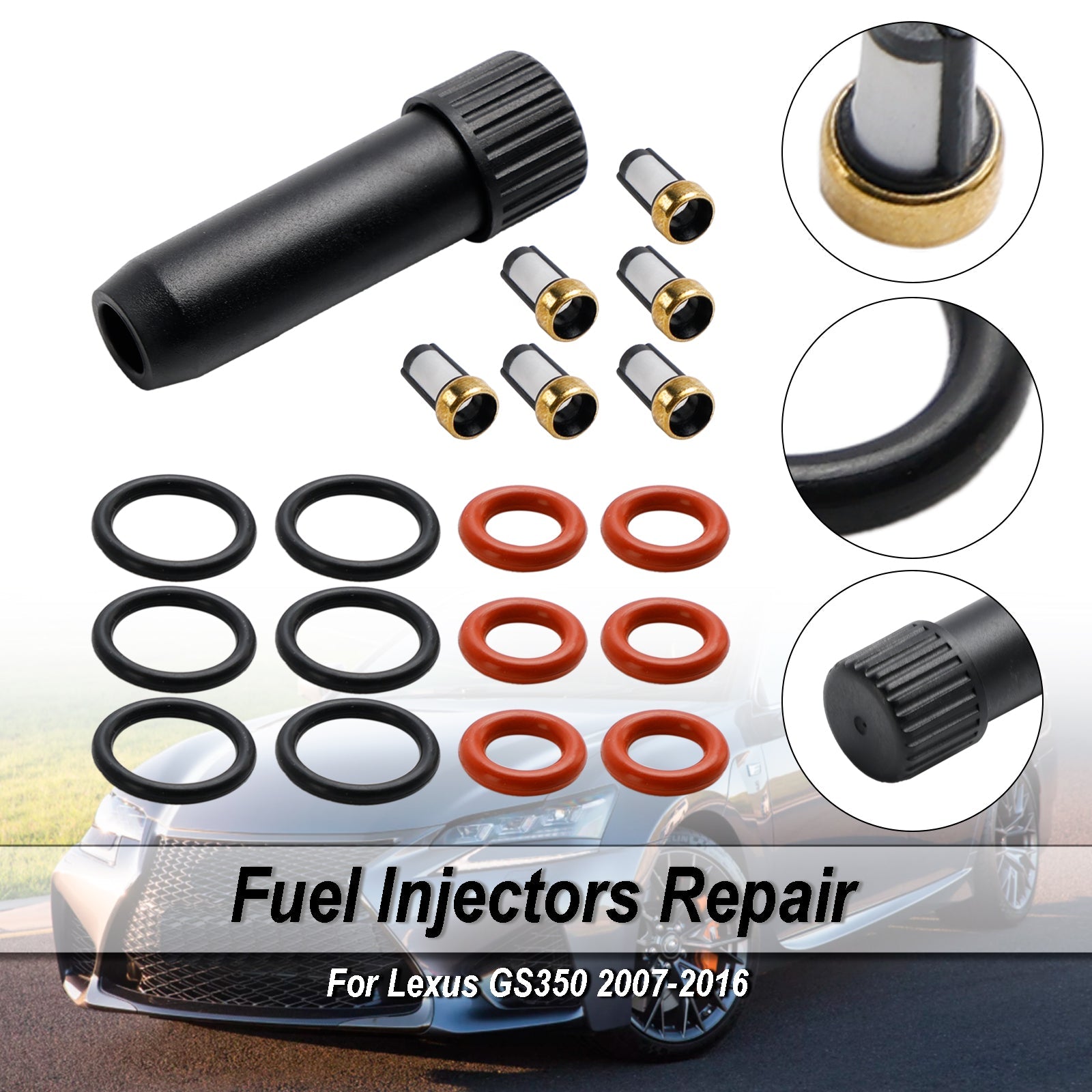 6PCS Fuel Injector Repair Seal Kit FJ786 Fit Lexus IS350 GS350 GS450h IS