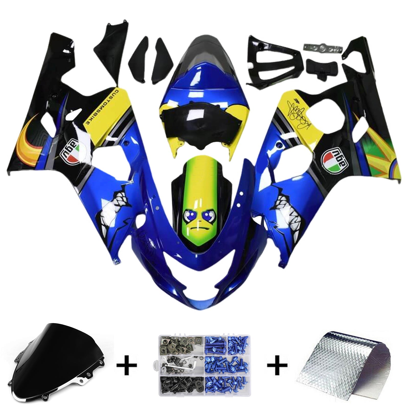 Amotopart Suzuki GSXR 600/750 2004-2005 K4 Fairing Kit Bodywork Plastic ABS