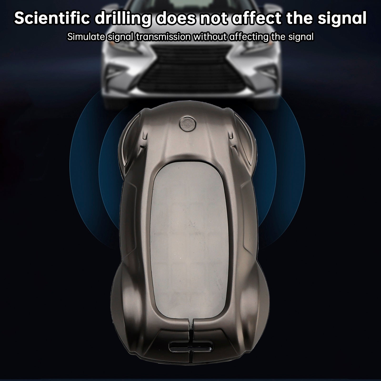 Leather Alloy Zinc Car Key Gray Case Cover For Lexus ES260h/RX350h/LS500h