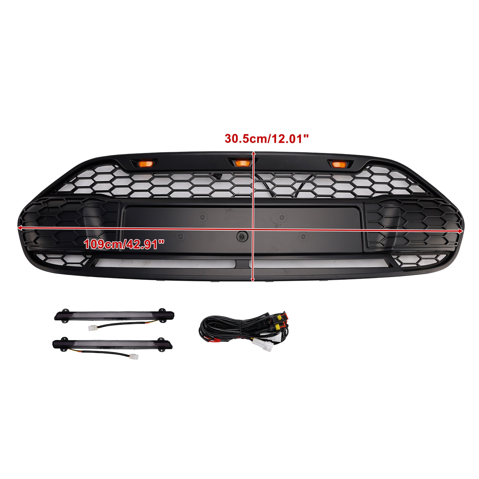 2014-2018 Ford Transit Connect W/LED Black Front Bumper Grill Grille