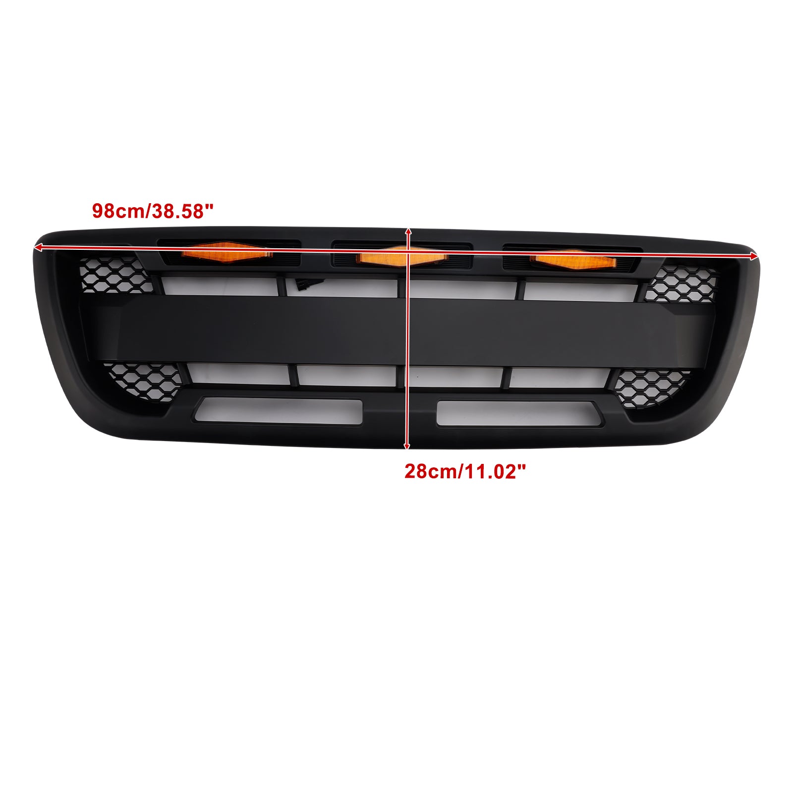 Matt Black Front Bumper Grille Grill Fit 1998-2000 Ford Ranger With LED Light