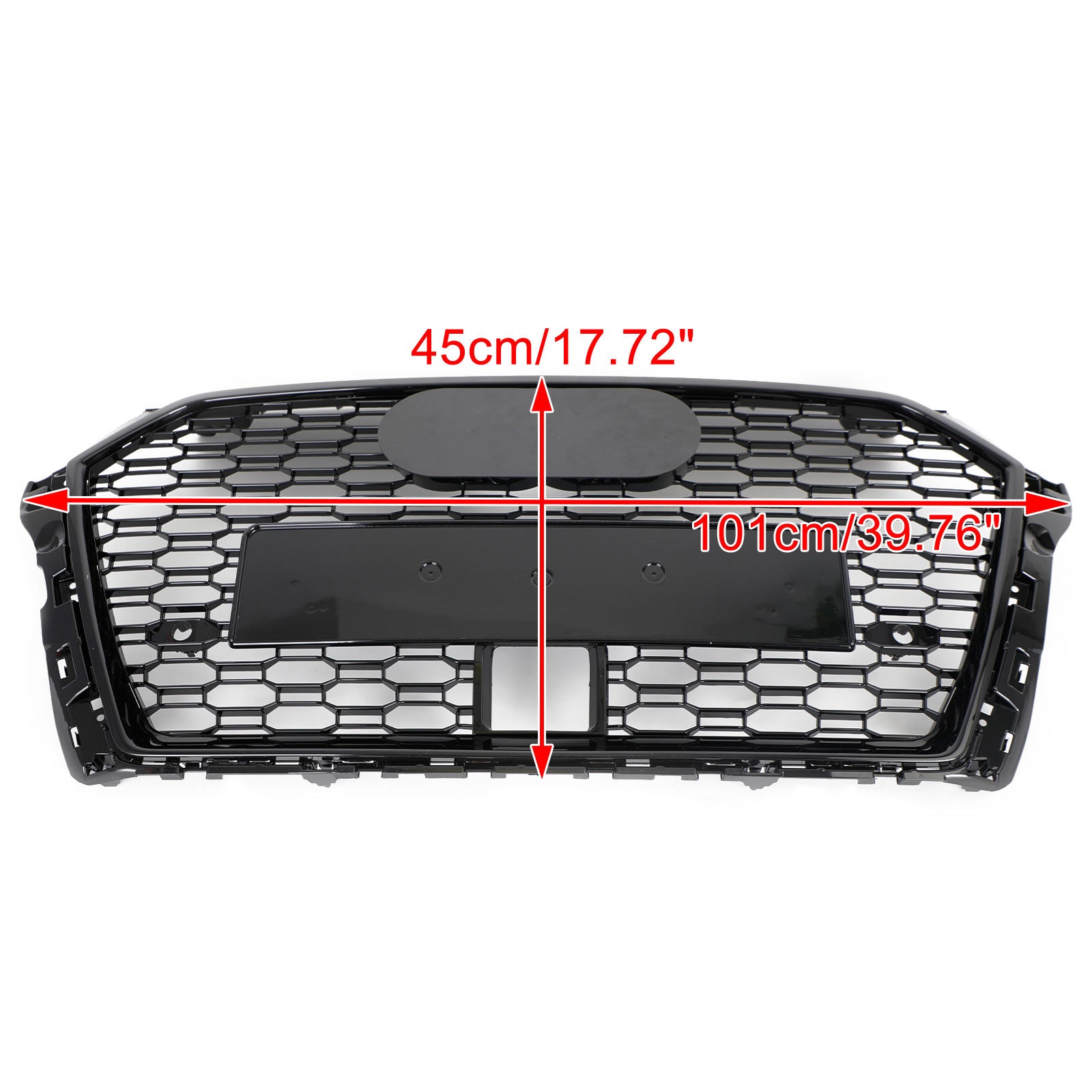 17-19 Audi A3 S3 Honeycomb Front Grille RS3 Style With ACC Gloss Black Generic