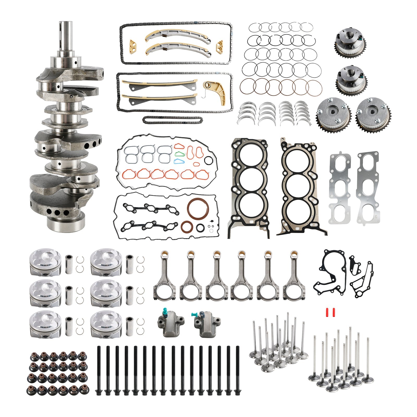 2013-2019 Hyundai Santa Fe 3.3L G6DH 3.3L Engine Rebuild Overhaul Kit w/ Crankshaft Rods Timing