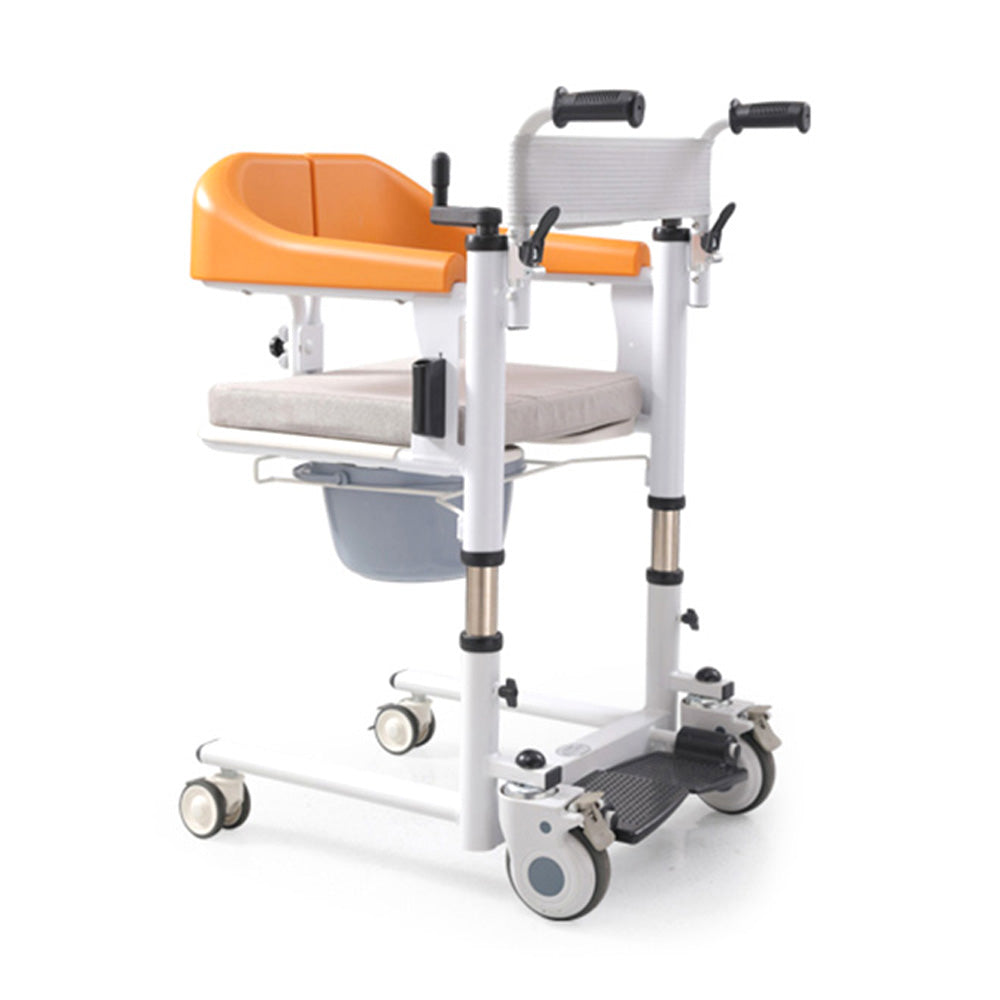 Silla para pacientes Silla de ruedas con elevación transferida y asiento dividido en 180° y cuña de 440 lb