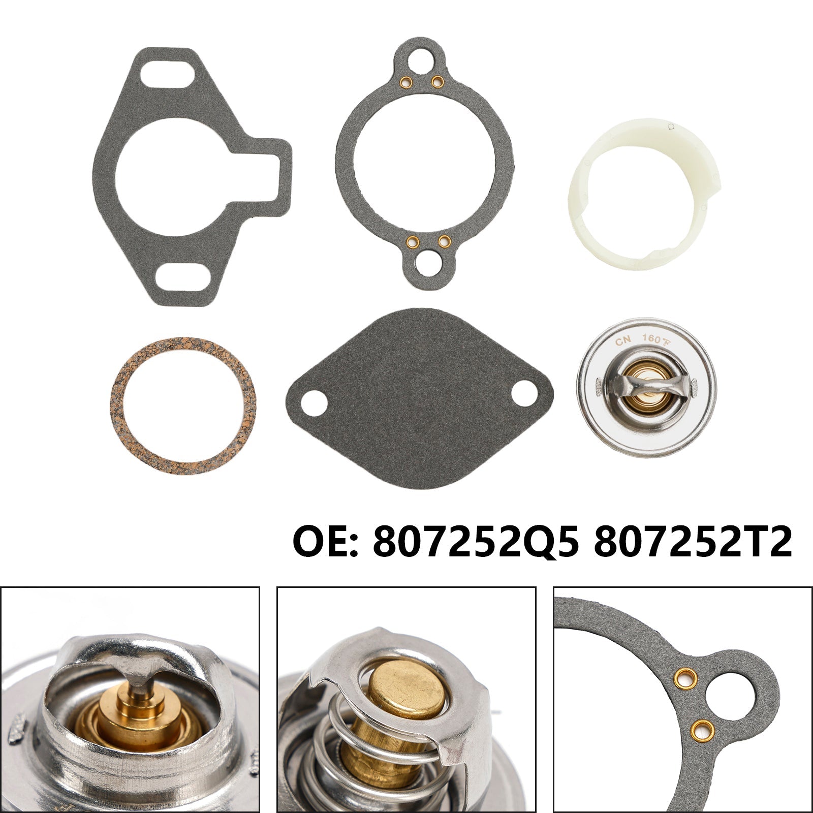 Thermostat Kit 160° With Plastic Sleeve 807252Q5 807252T2 for MerCruiser