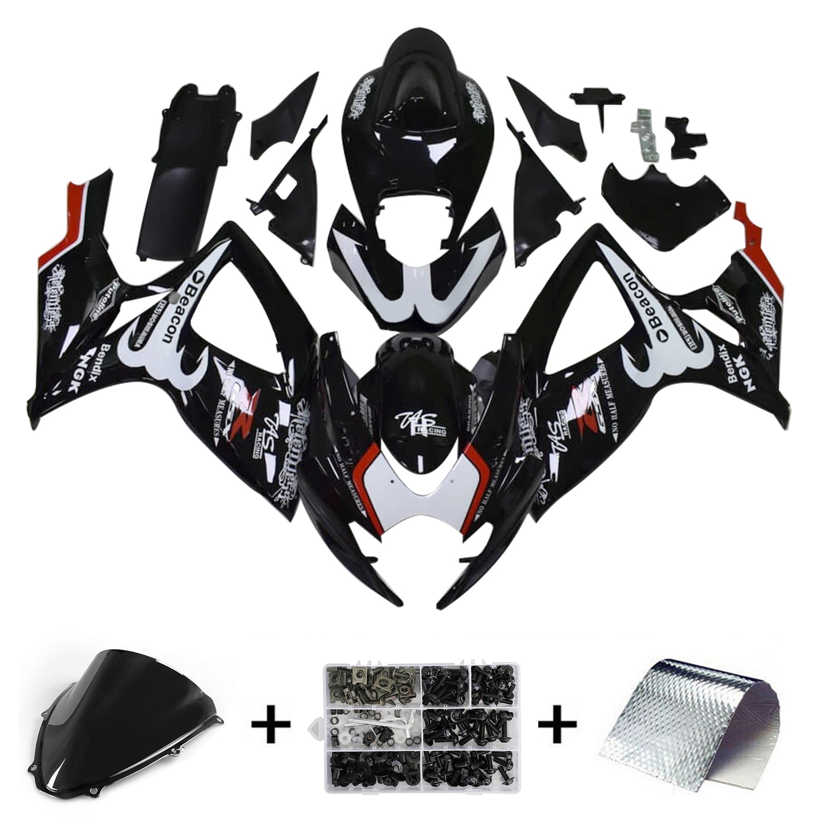 Amotopart Suzuki GSXR 600/750 2006-2007 K6 Fairing Kit Bodywork Plastic ABS