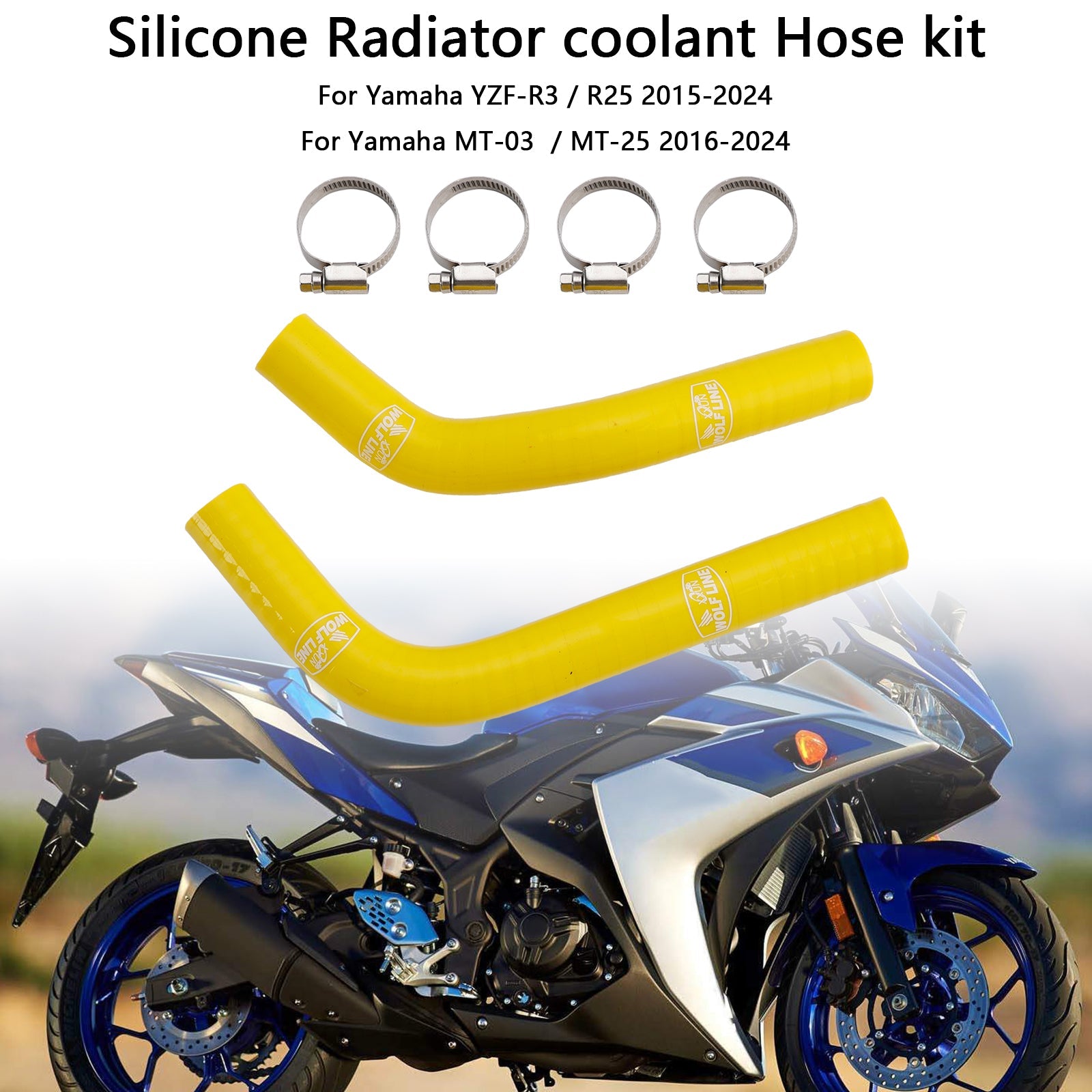 Silicone Radiator coolant Hose For Yamaha MT-03 MT-25 YZF R3 R25 2015-2024
