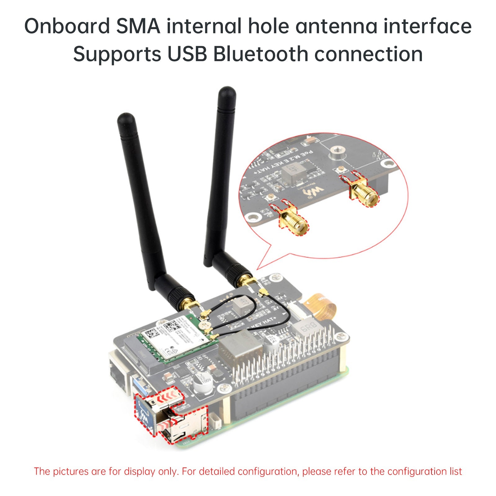 Raspberry Pi 5 PCIe to M.2 E Key with PoE Ethernet Power Supply Adapter Board