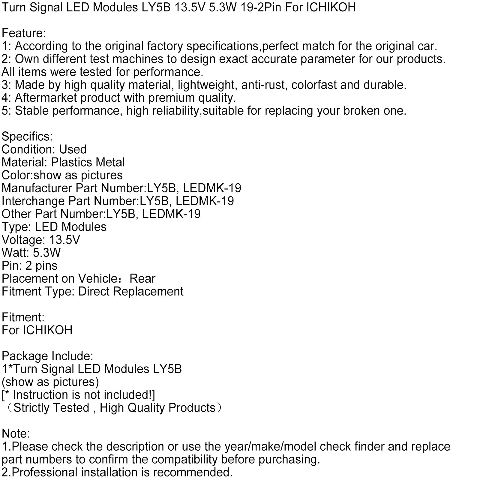 Turn Signal LED Modules LY5B 13.5V 5.3W 19-2Pin For ICHIKOH