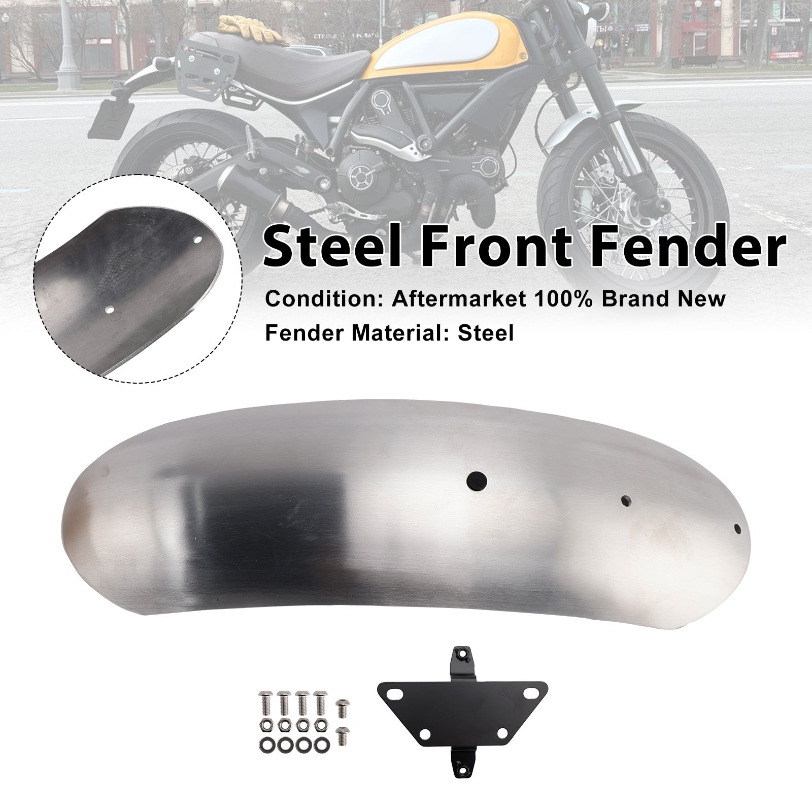Steel Front Fender Mudguard For Ducati Scrambler 1100 800 2015-2025