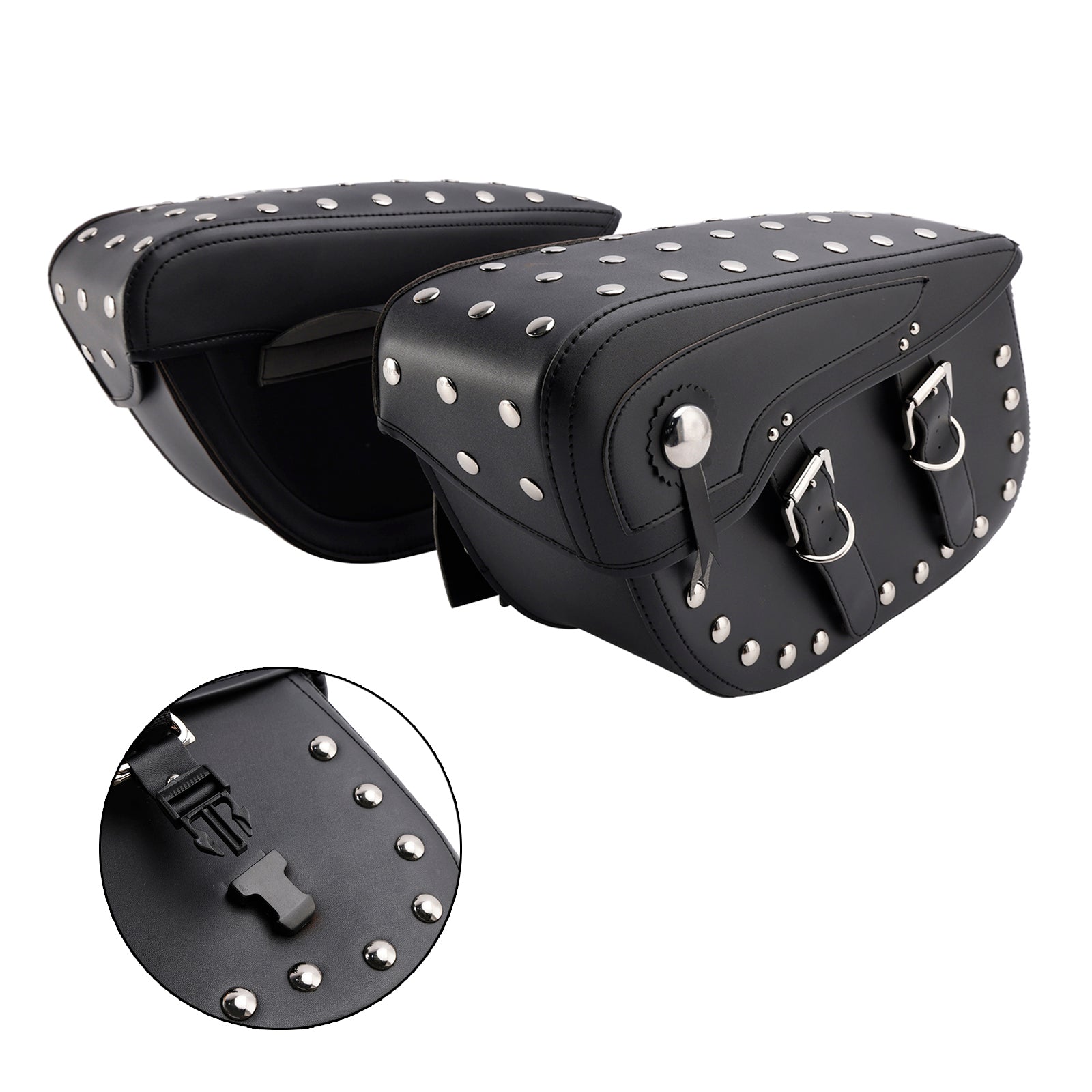 Universal Saddlebag Side Storage Tail Bag Pu Luggage Black 80L For Motorcycle