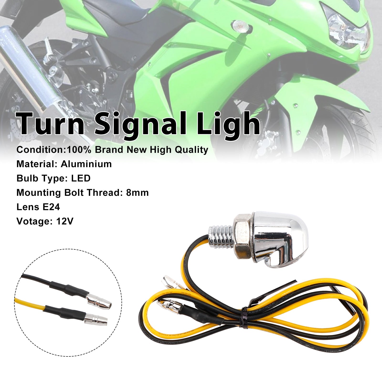12V LED Turn Signal Indicator Light 8mm Universal Motorcycle For Honda