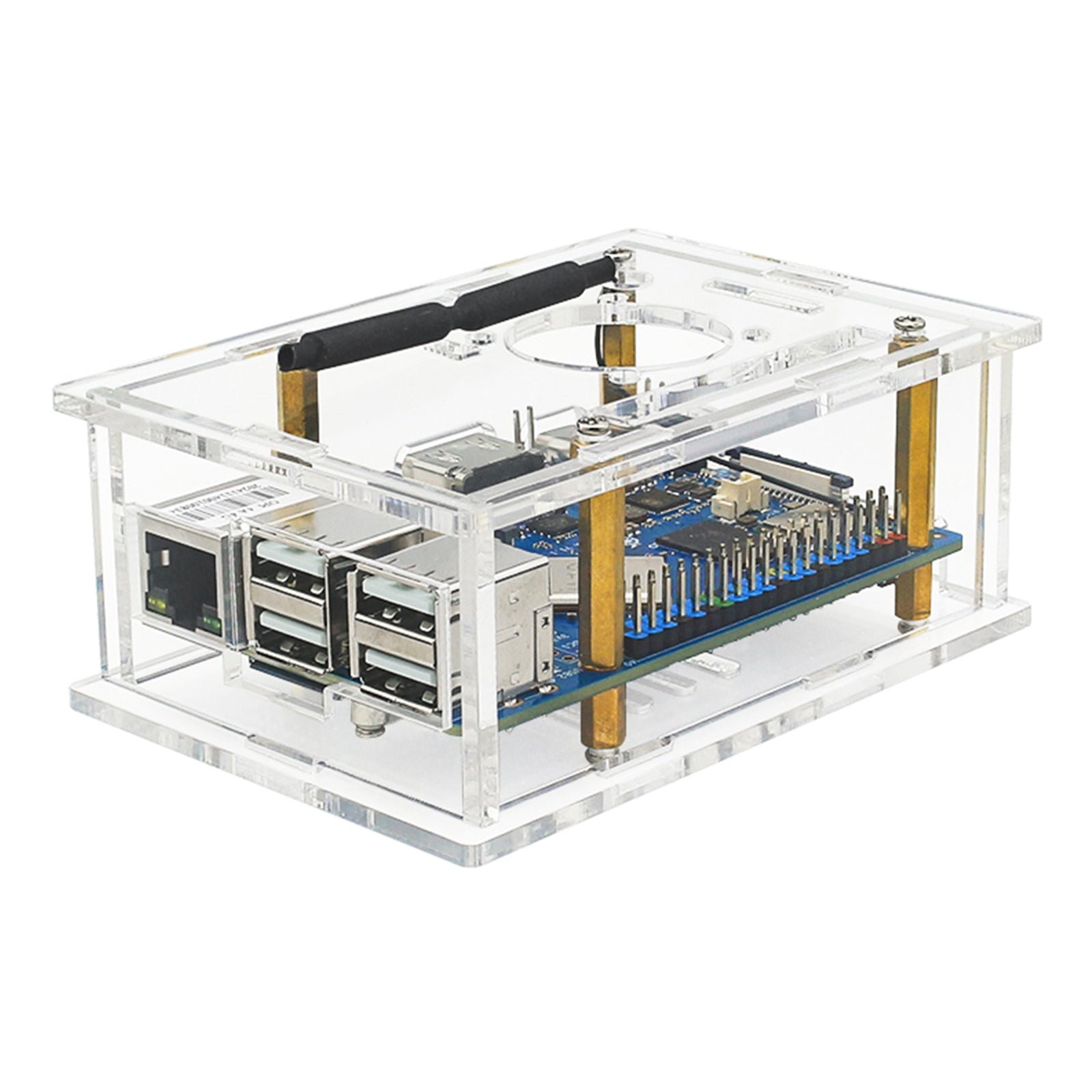 Orange Pi 4A Transparent Protective Box Orange Pi 4A Acrylic Case w Cooling Fan