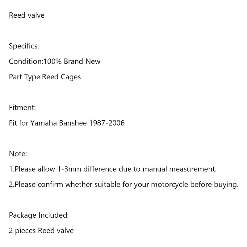 Yamaha Banshee YFZ350 1987-2006 Reed Valve Cages + Reeds