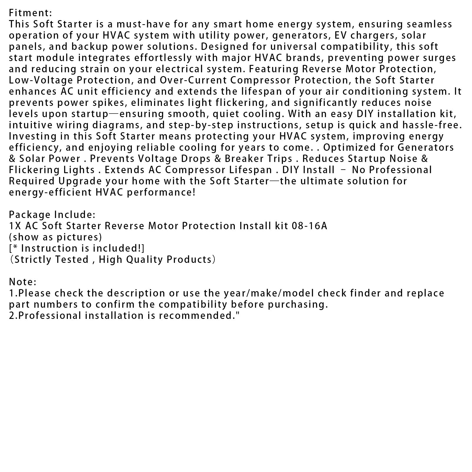 08-16A Soft Start Module For 1.75-3.5 Ton AC Units Reverse Motor Protection