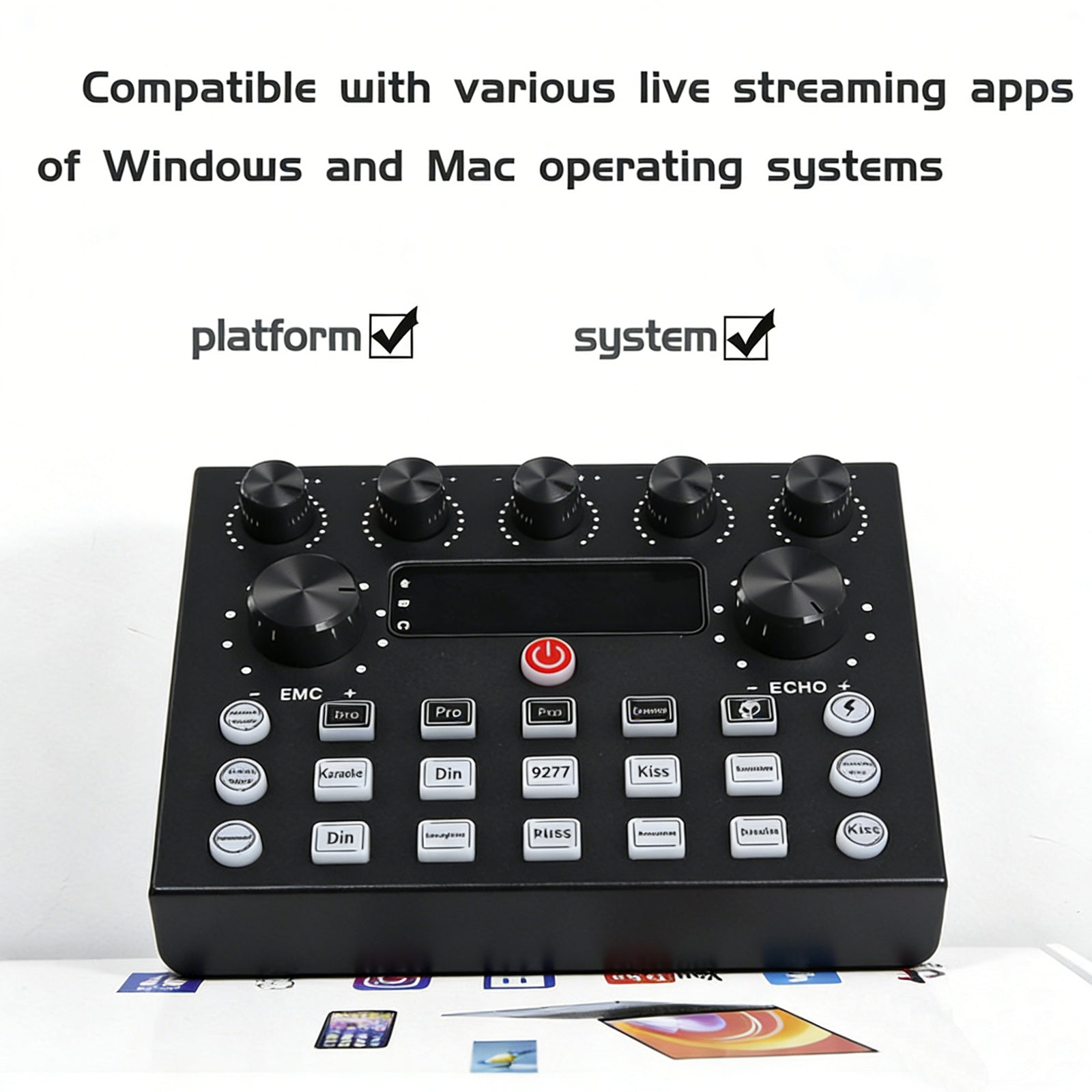 V8s Sound Card Live Sound Card Set for Podcast Record Sing Streaming and Gaming