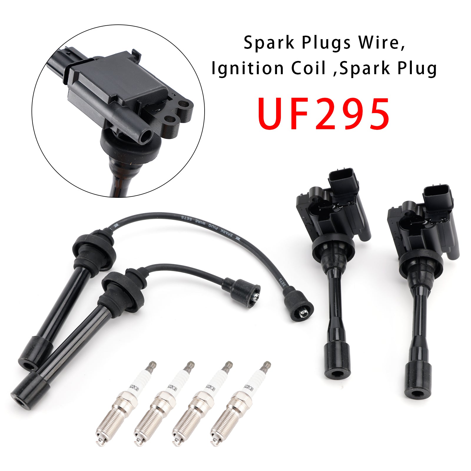2001-2005 For Dodge Stratus 2.4L L4 2x Ignition Coil+2x Wires+4x Plugs UF295  5C1091 88921386