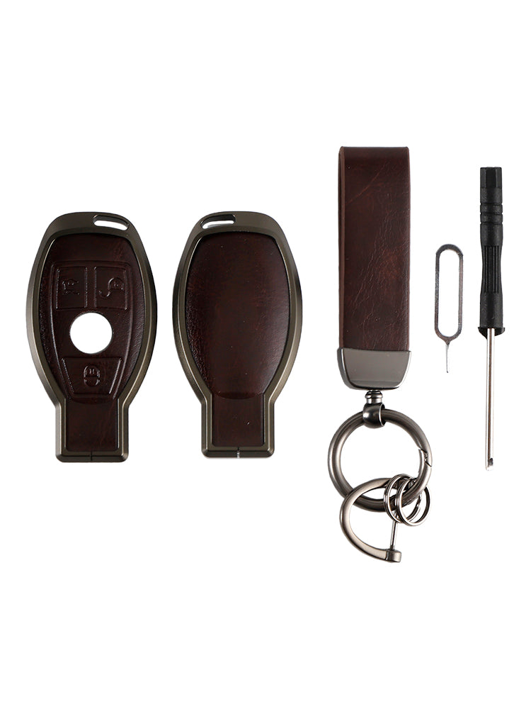 Benz GLC GLK CLS GLA CLA AMG Alloy Aluminum TPU Car Key Brown Case Cover