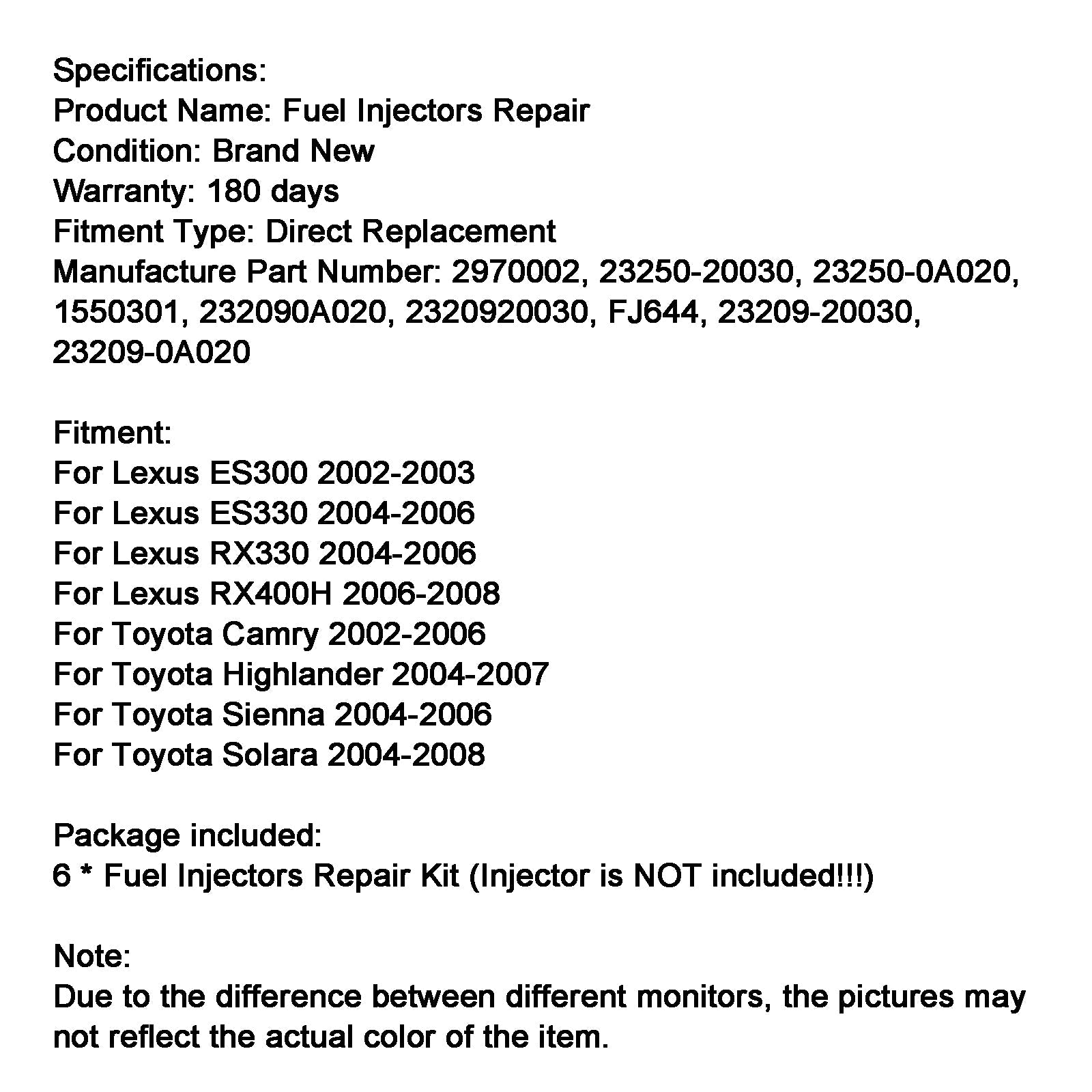 Fuel Injector Repair Seal Kit 23250-20030 Fit Lexus ES300 ES330 RX330 RX400H