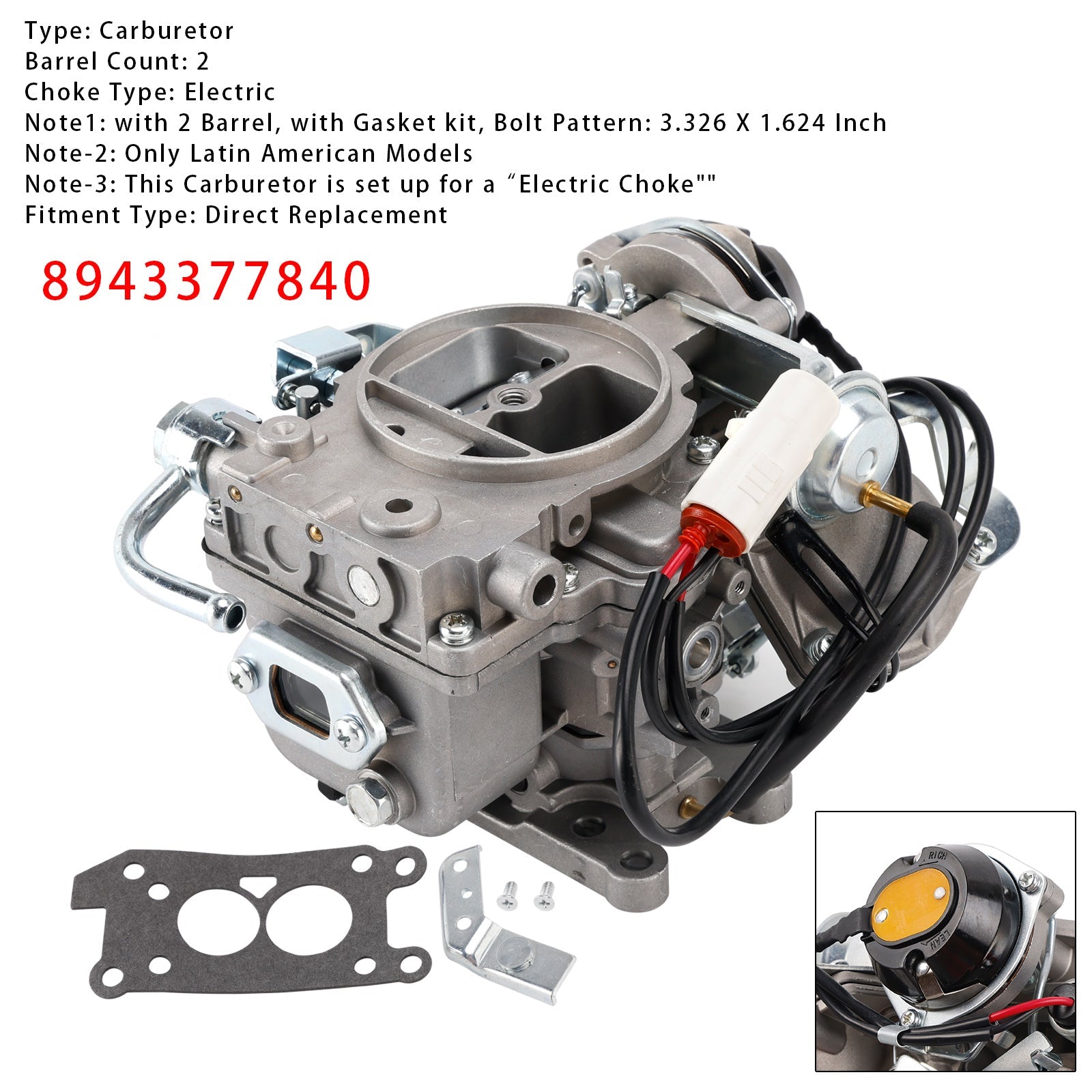 1986-1987 Isuzu Trooper 2 Barrel Carburetor 8943377840