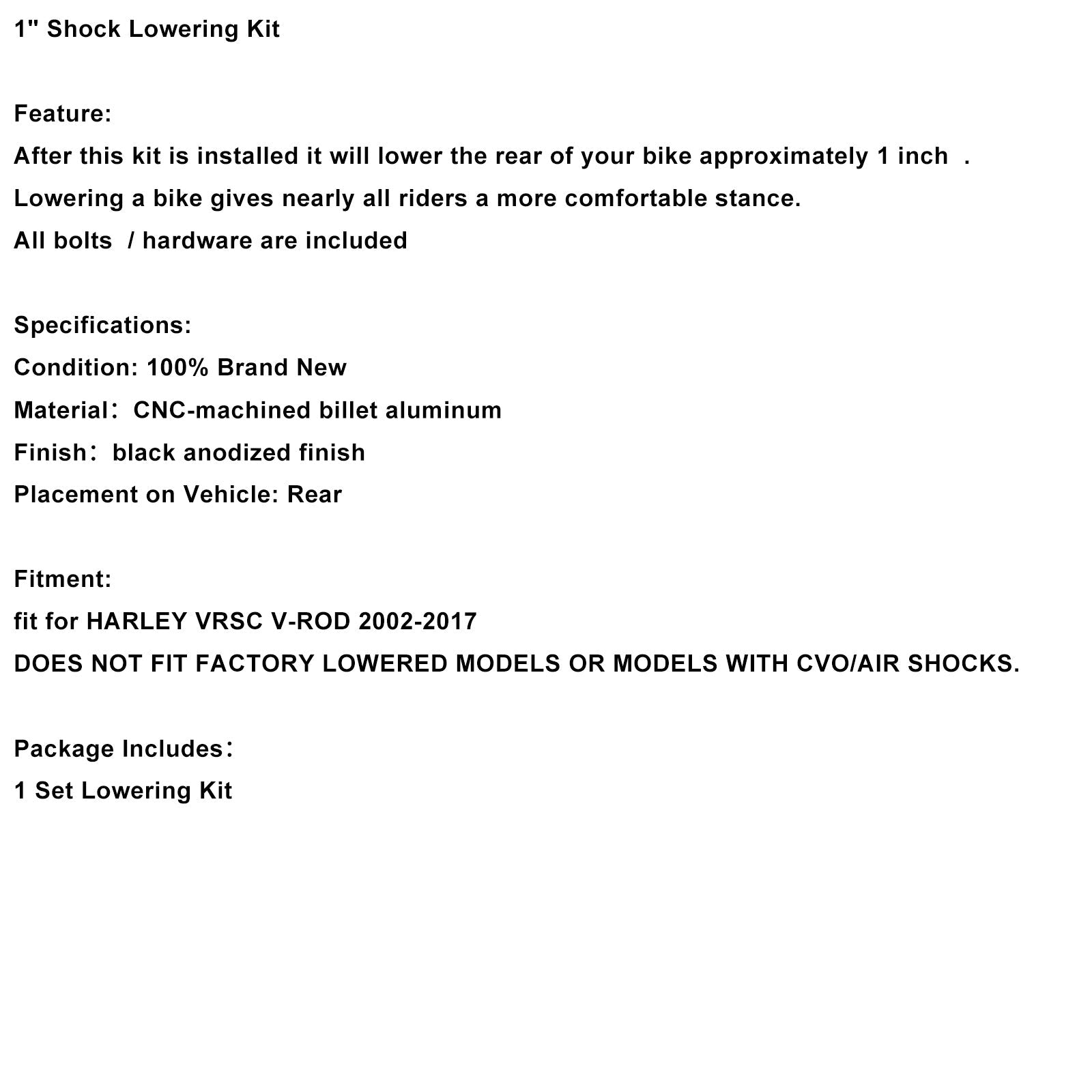 2007-2017HARLEY VRSC V-ROD  1" Shock Lowering Kit