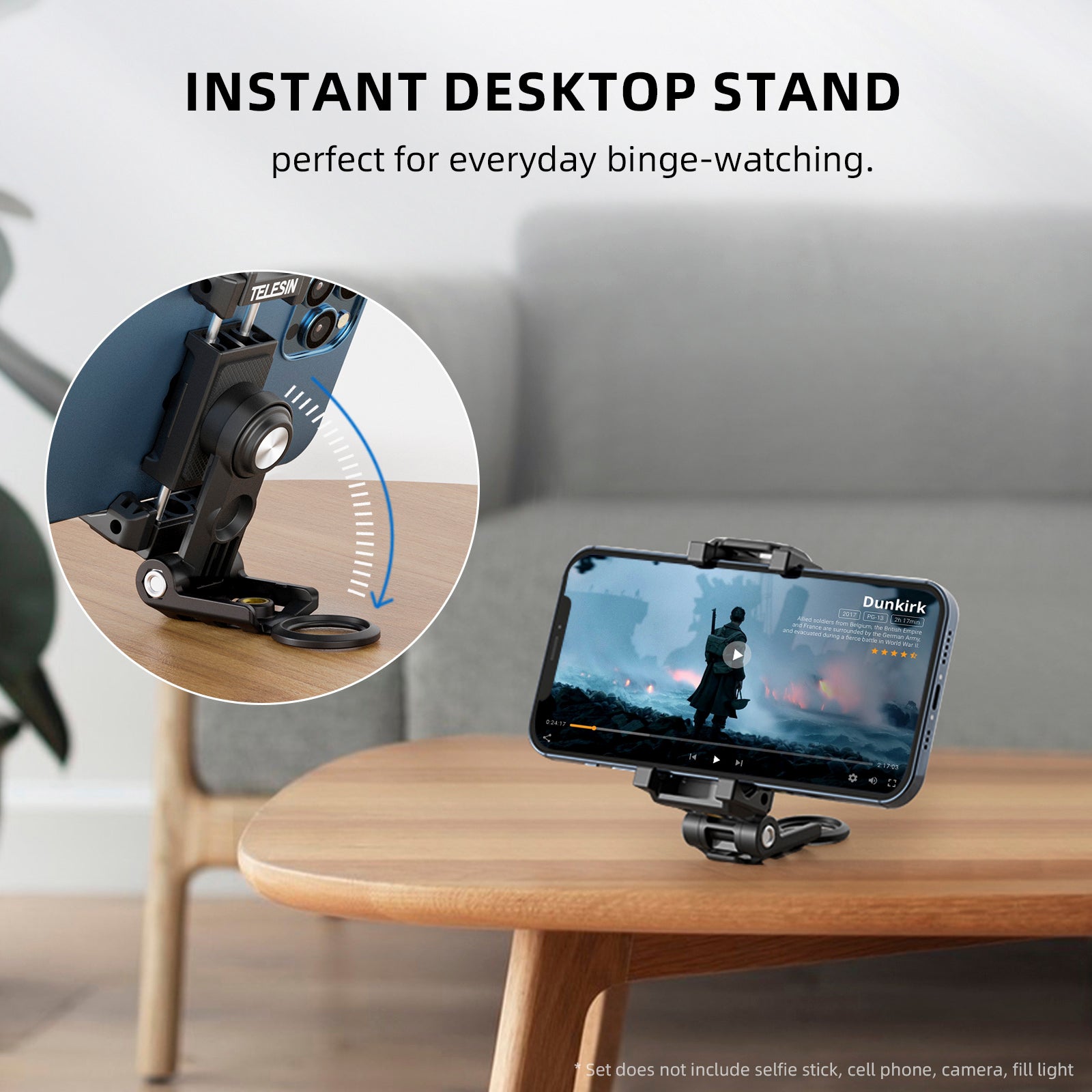 Phone Holder 360Degree Rotating Expandable Fill Light Mobile Phone Desktop Stand