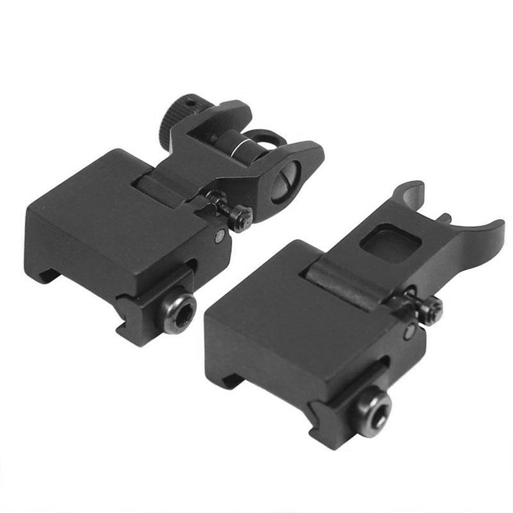 Hunting Metal Low Profile Flip-up Folding Back Iron Sights Front & Rear Set