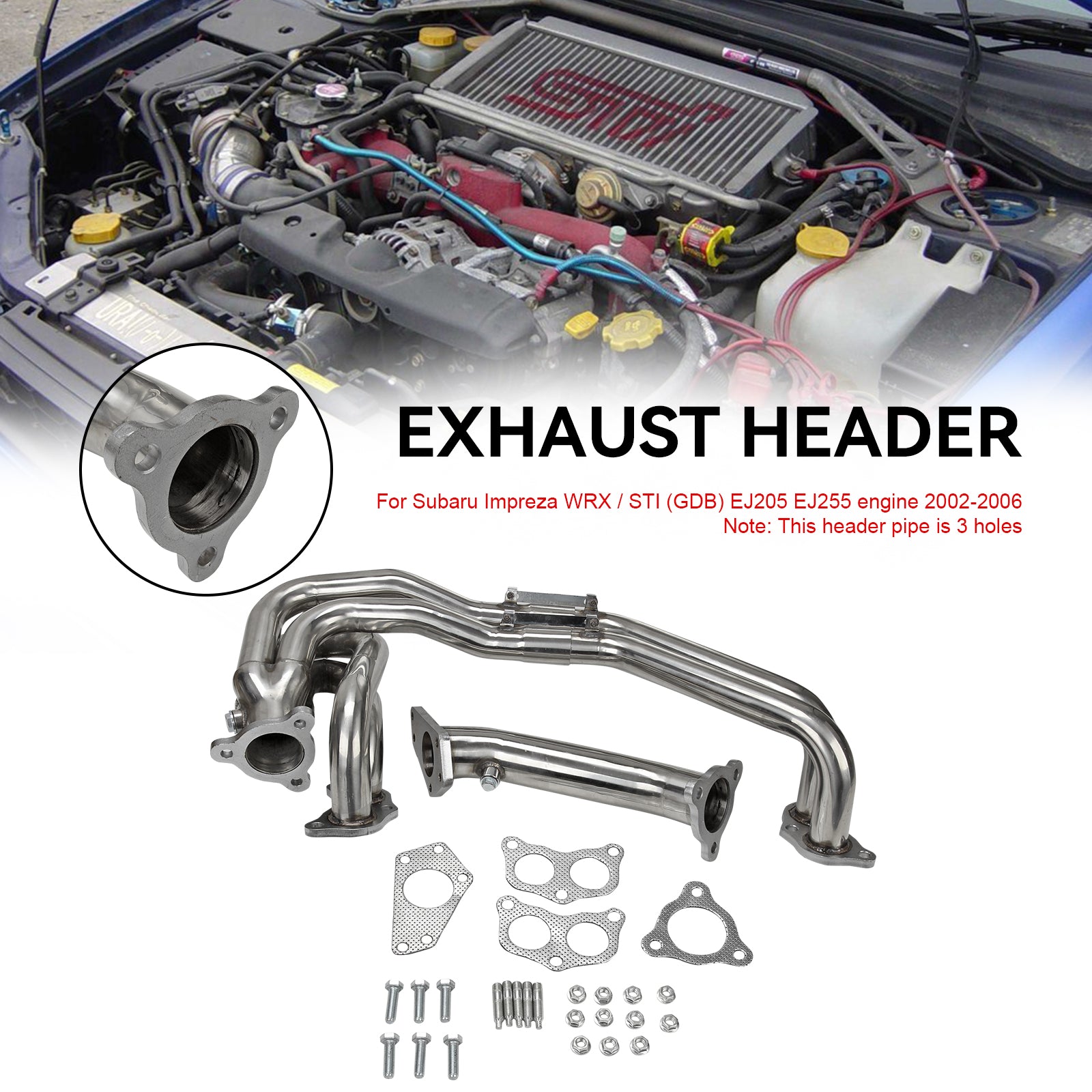 Exhaust Header Fit Impreza WRX/STI GDB GG EJ20/EJ25 02-06 Stainless Steel