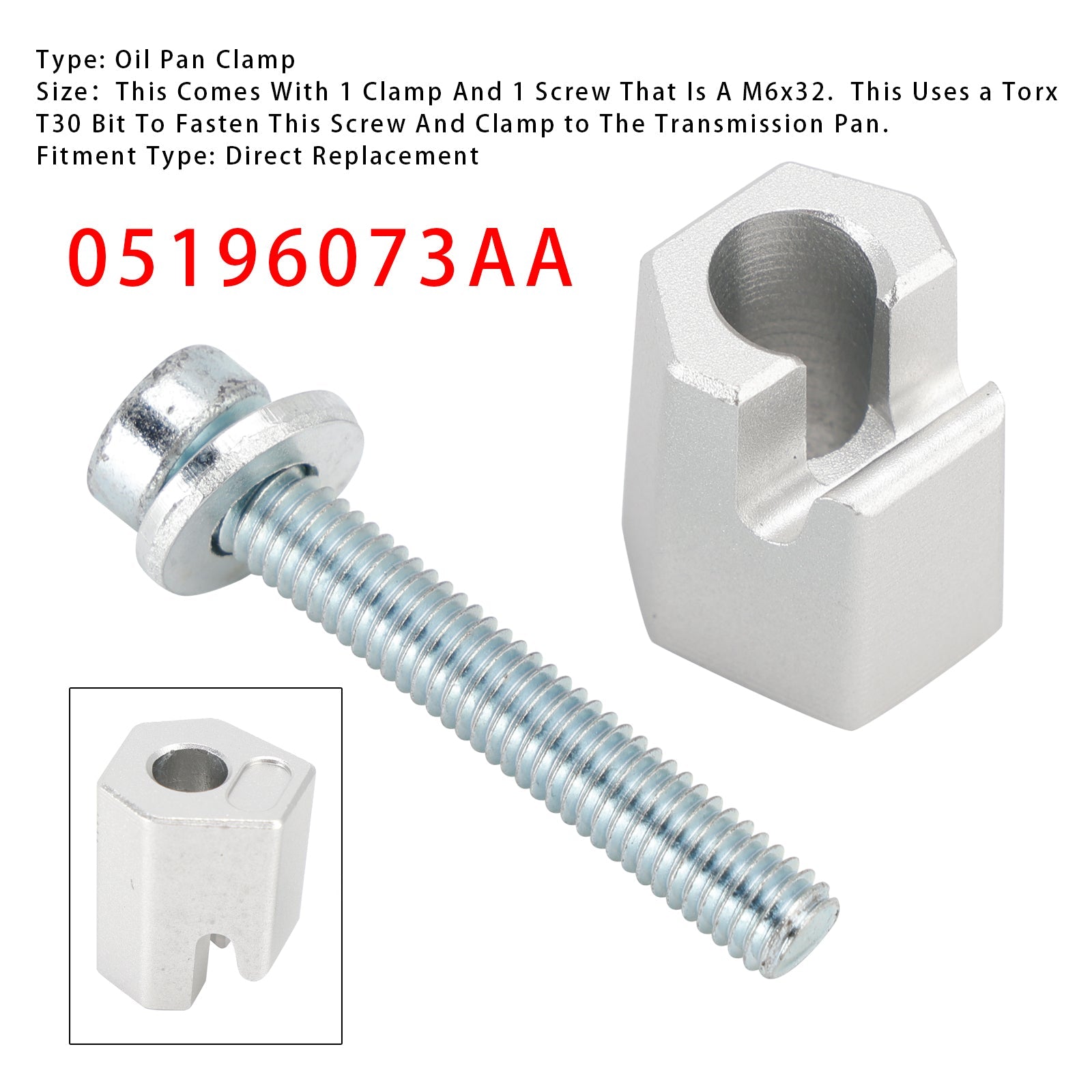 Transmission Oil Pan Clamp With Screw 05196073AA For Dodge Chrysler Jeep 02-2020