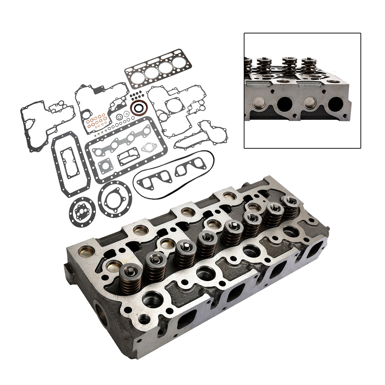 Complete Cylinder Head+Gasket Kit For Kubota V1902 Holland Skid Steer L555 L553