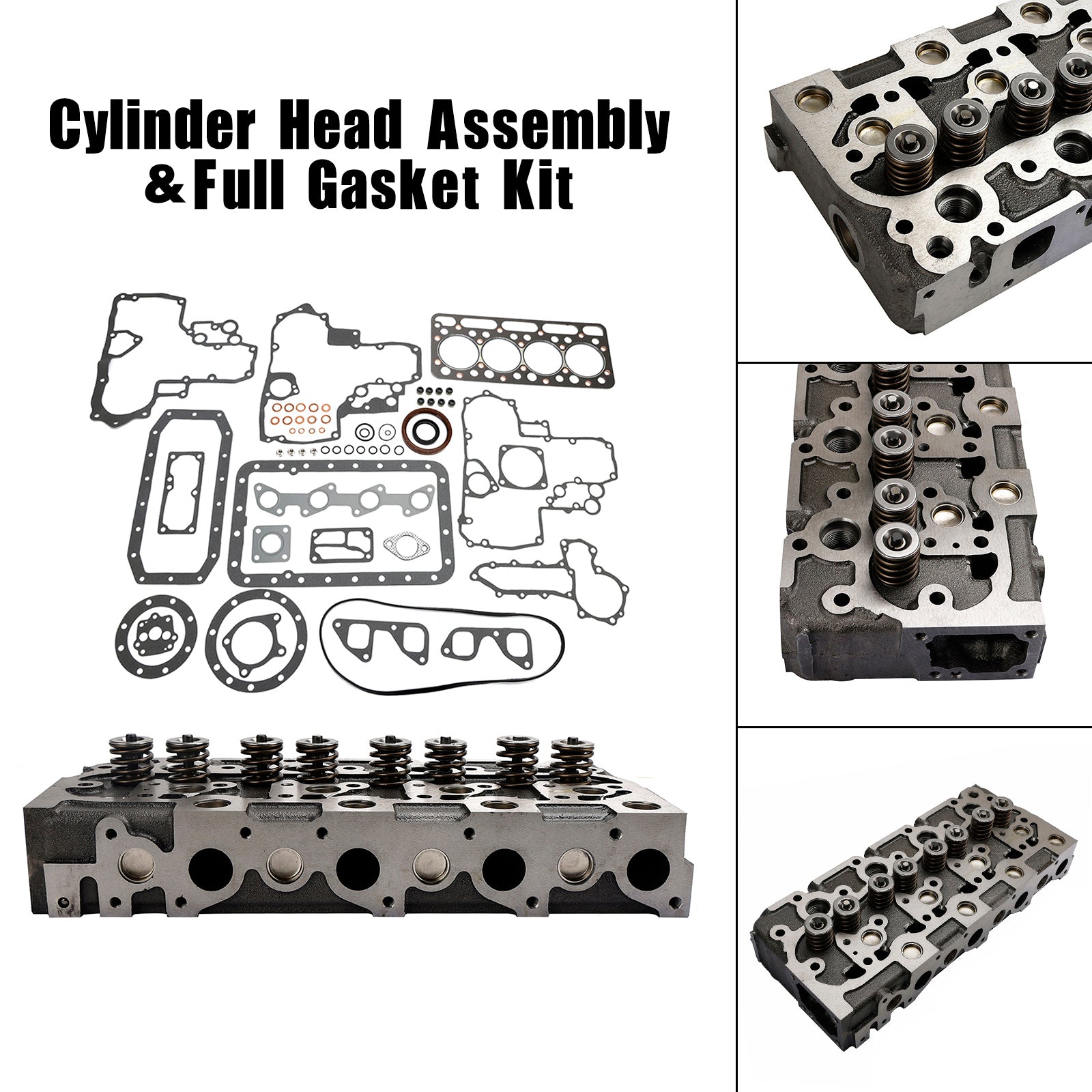 Complete Cylinder Head+Gasket Kit For Kubota V1902 Holland Skid Steer L555 L553