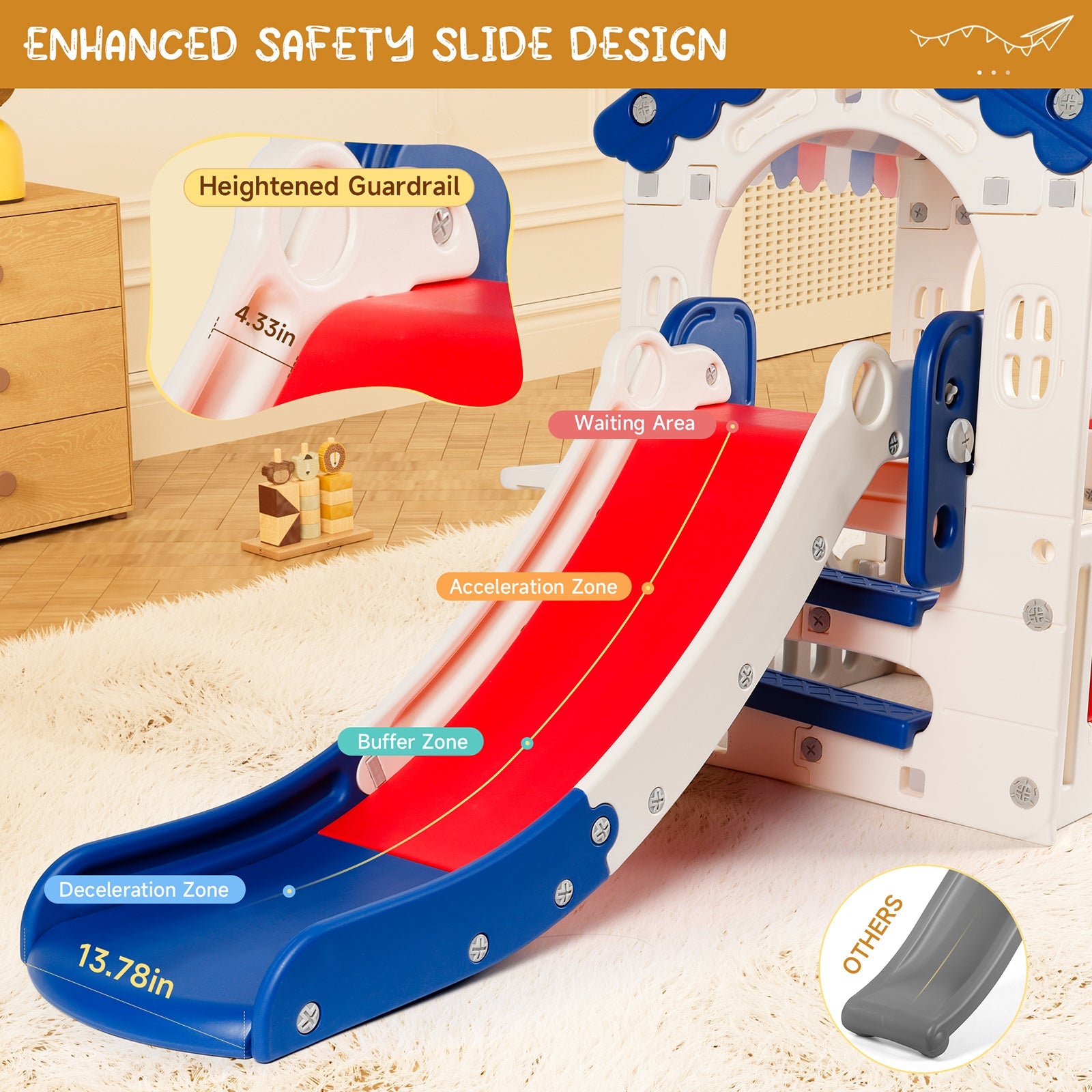Kid Playset Structure With Slide,Swing And Playhouse Indoor Outdoor Activity