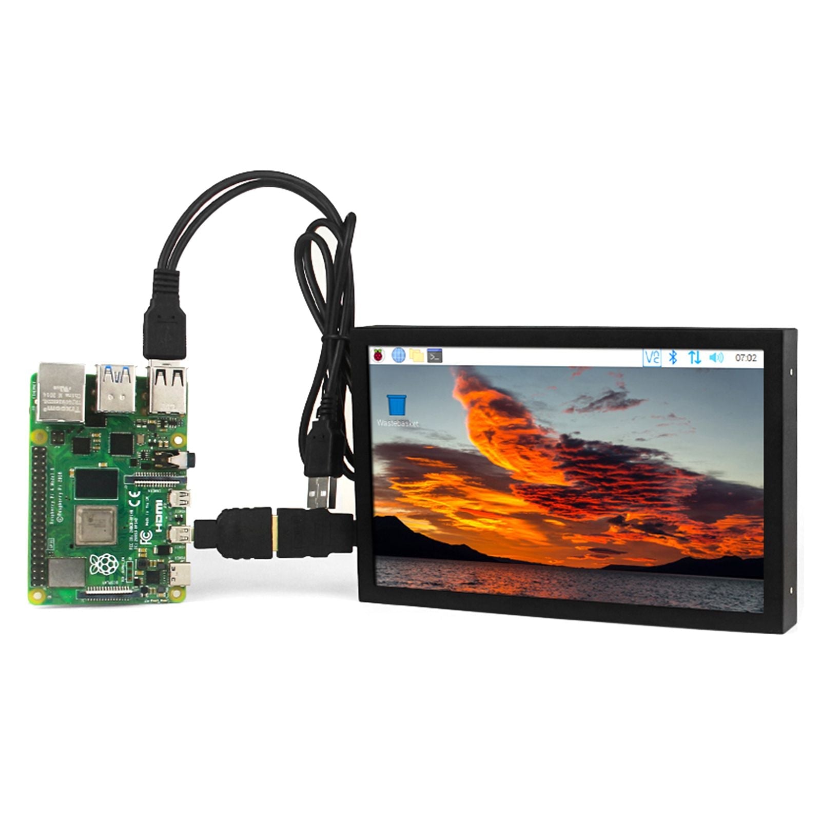 7-inch HD IPS Display VGA/AV/HDMI Interface Raspberry Pi PC Monitoring Screen