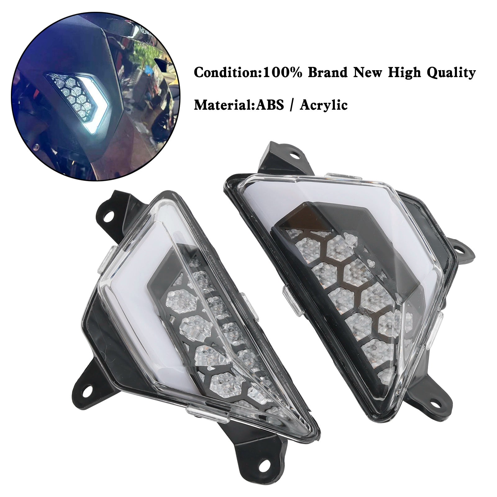 LED Front Turn Signal Light For KAWASAKI NINJA 300 400 650 ZX-6R ZX-4RR 2013+ Clear