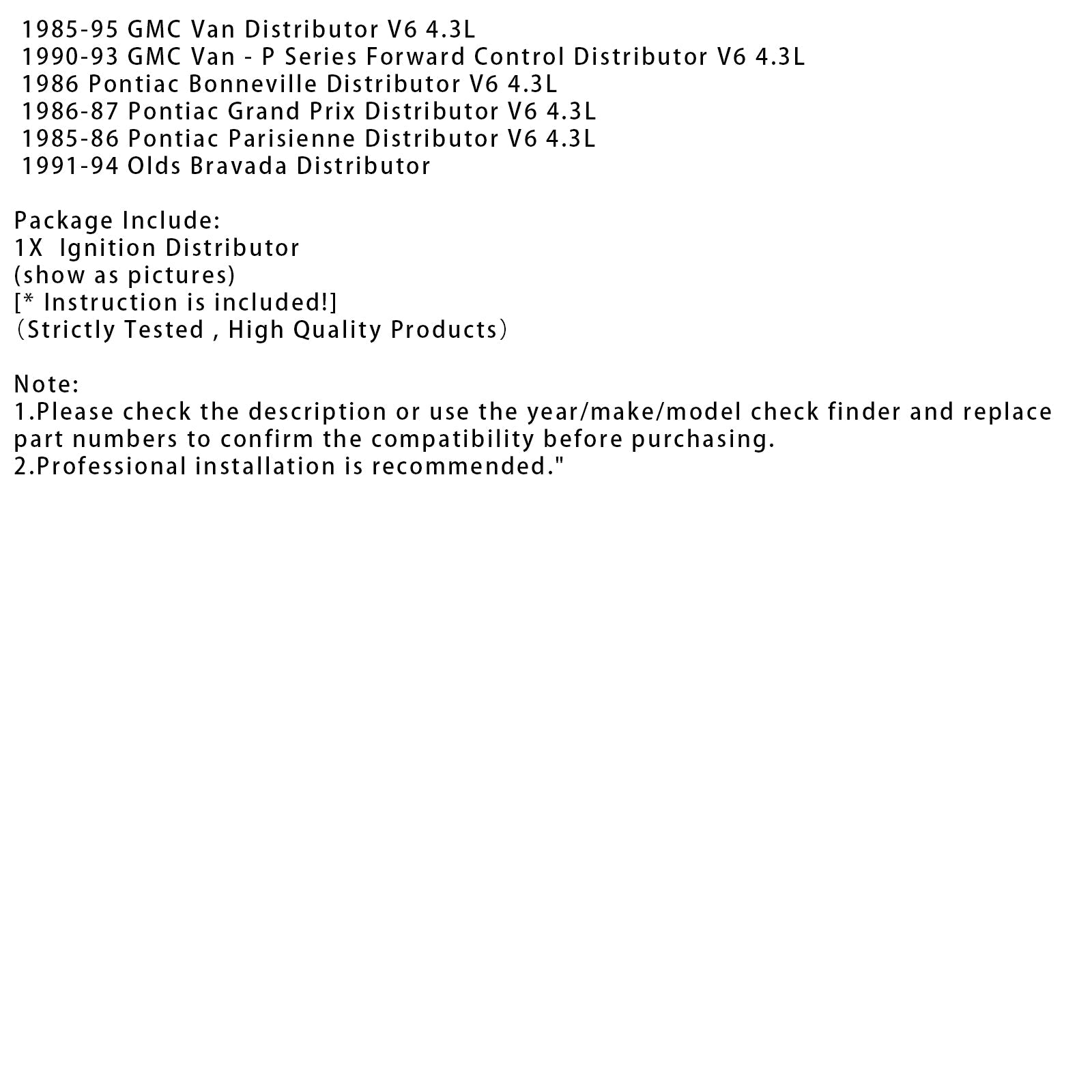 1995 GMC S-15 Sonoma Distributor V6 4.3L with Vertical Towers High Performance Ignition Distributor 841635 GM23